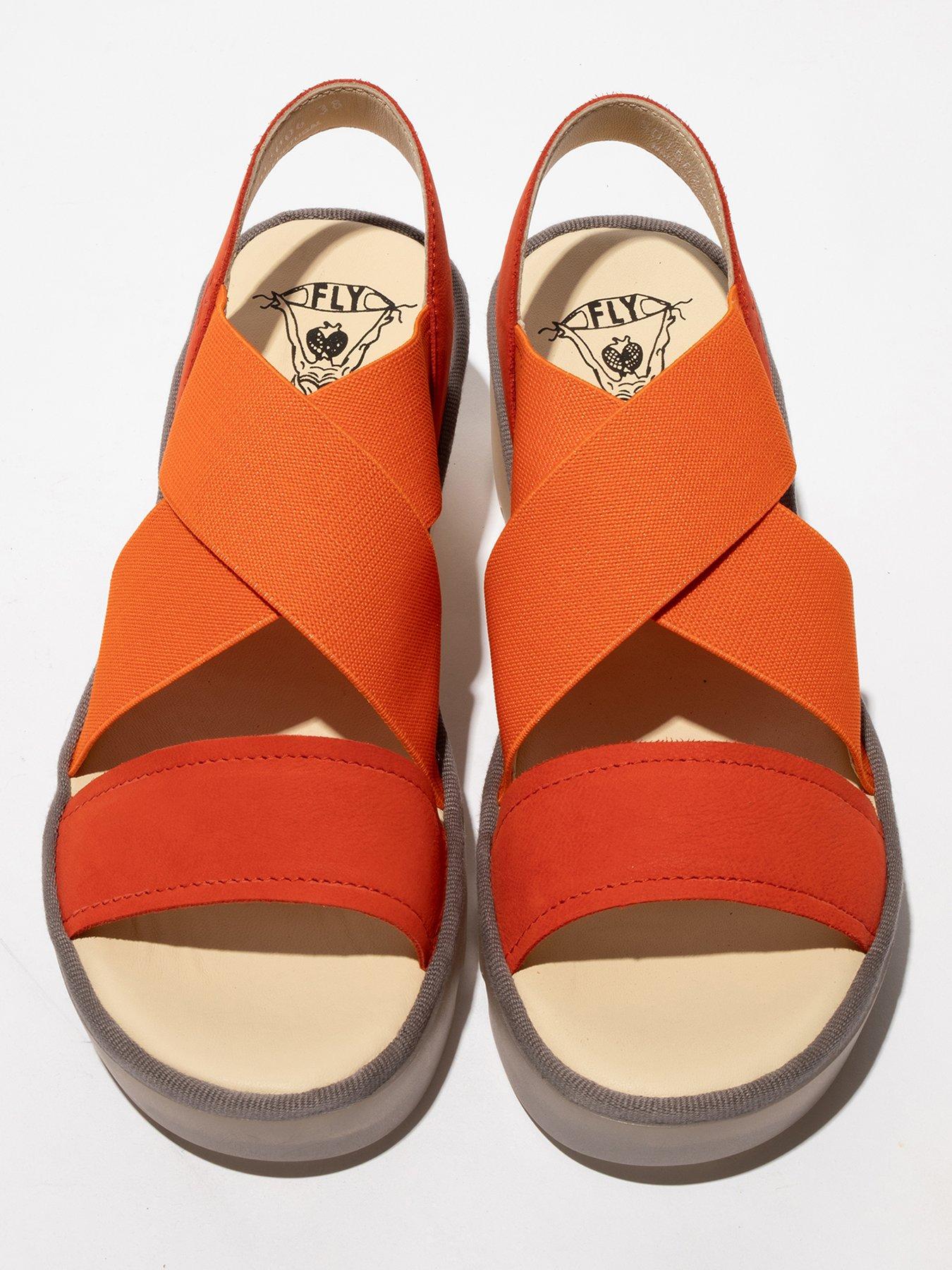  image of fly-london-taji-leather-heeled-sandal-orange