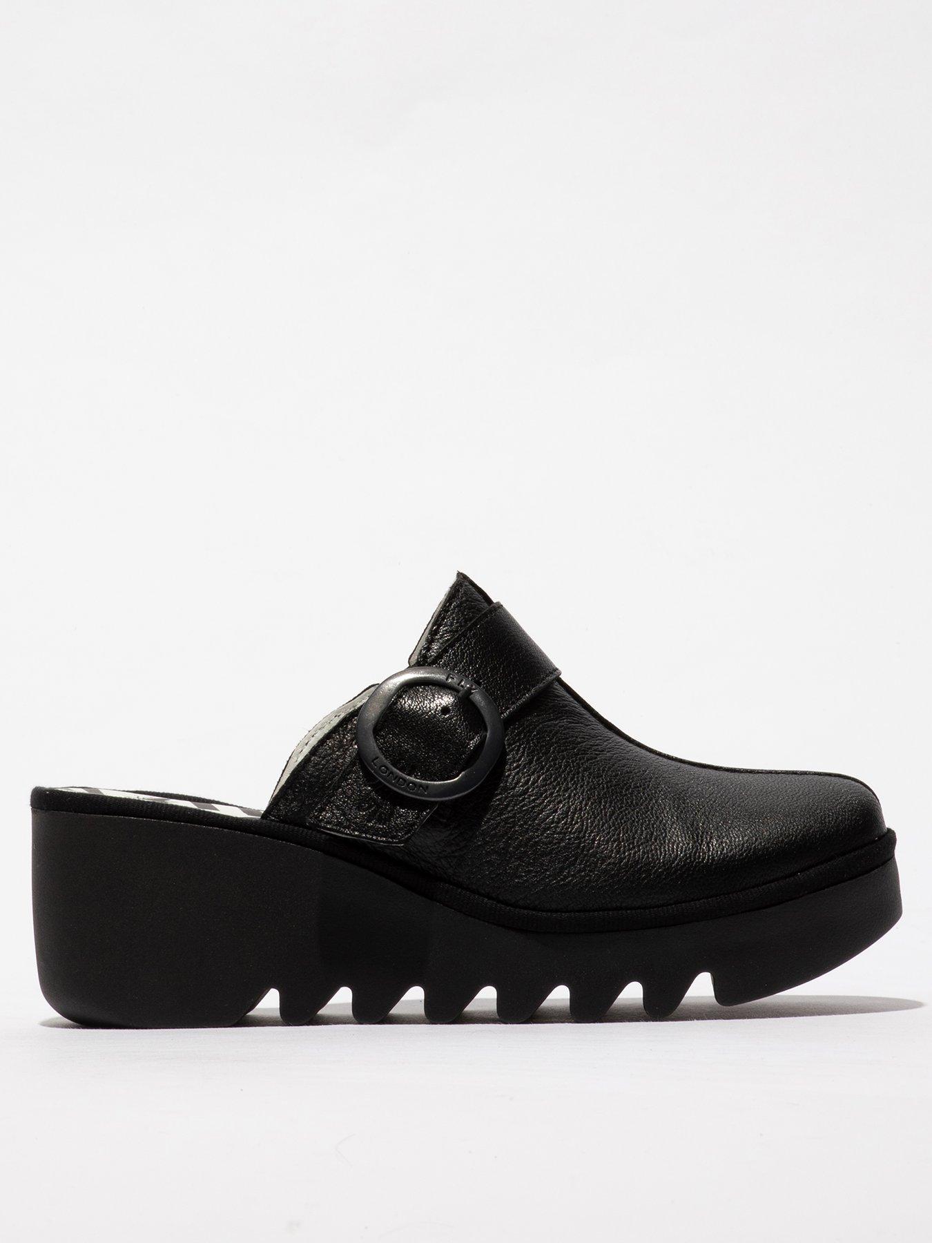  image of fly-london-blok-closed-toe-clog-black