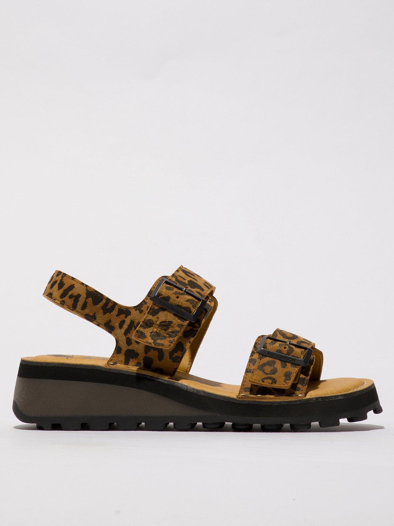Fly London Heif Cheetah Print Sandal - Brown