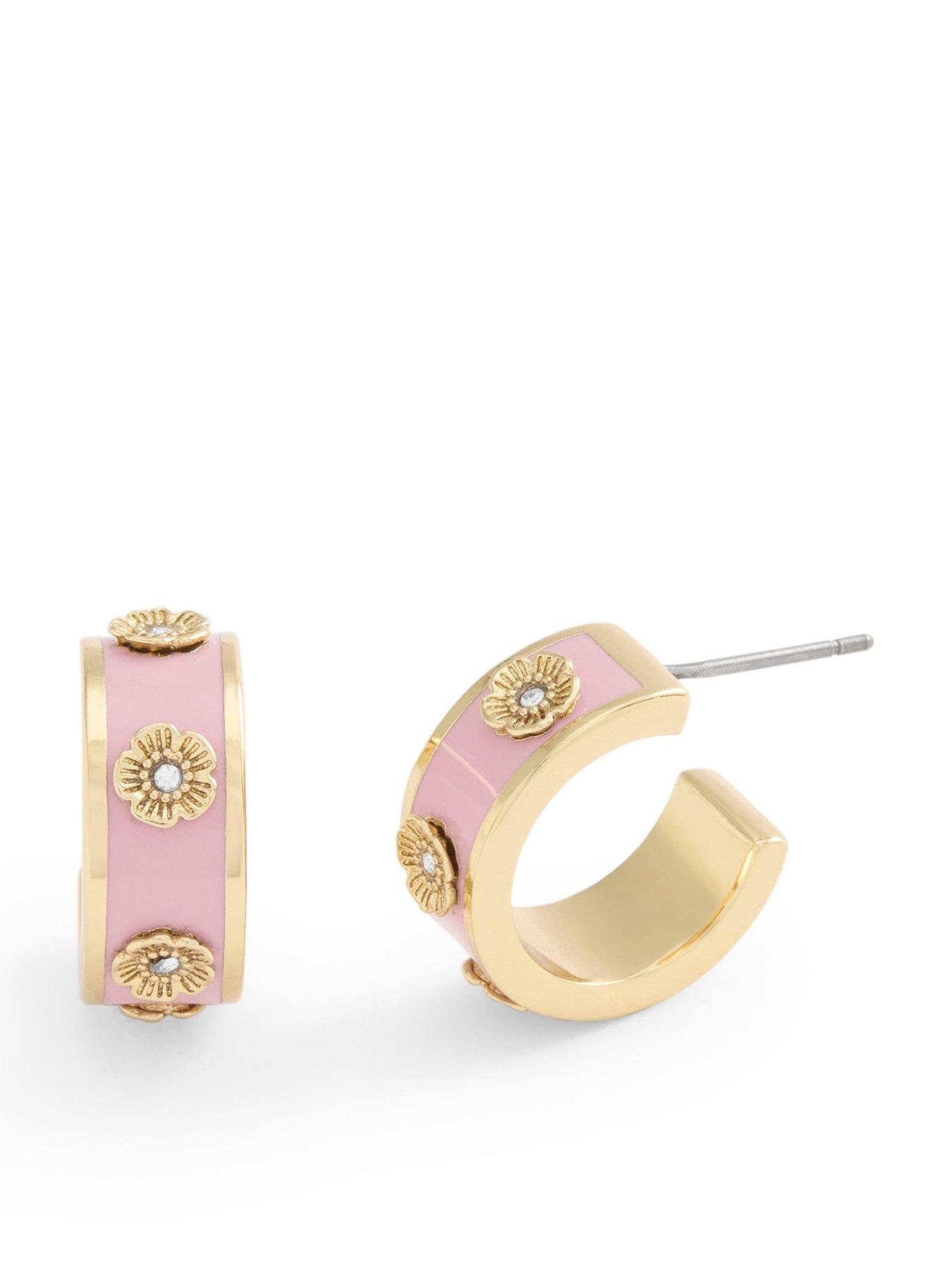 coach-signature-tea-rose-enamel-huggie-hoop-earrings-pink
