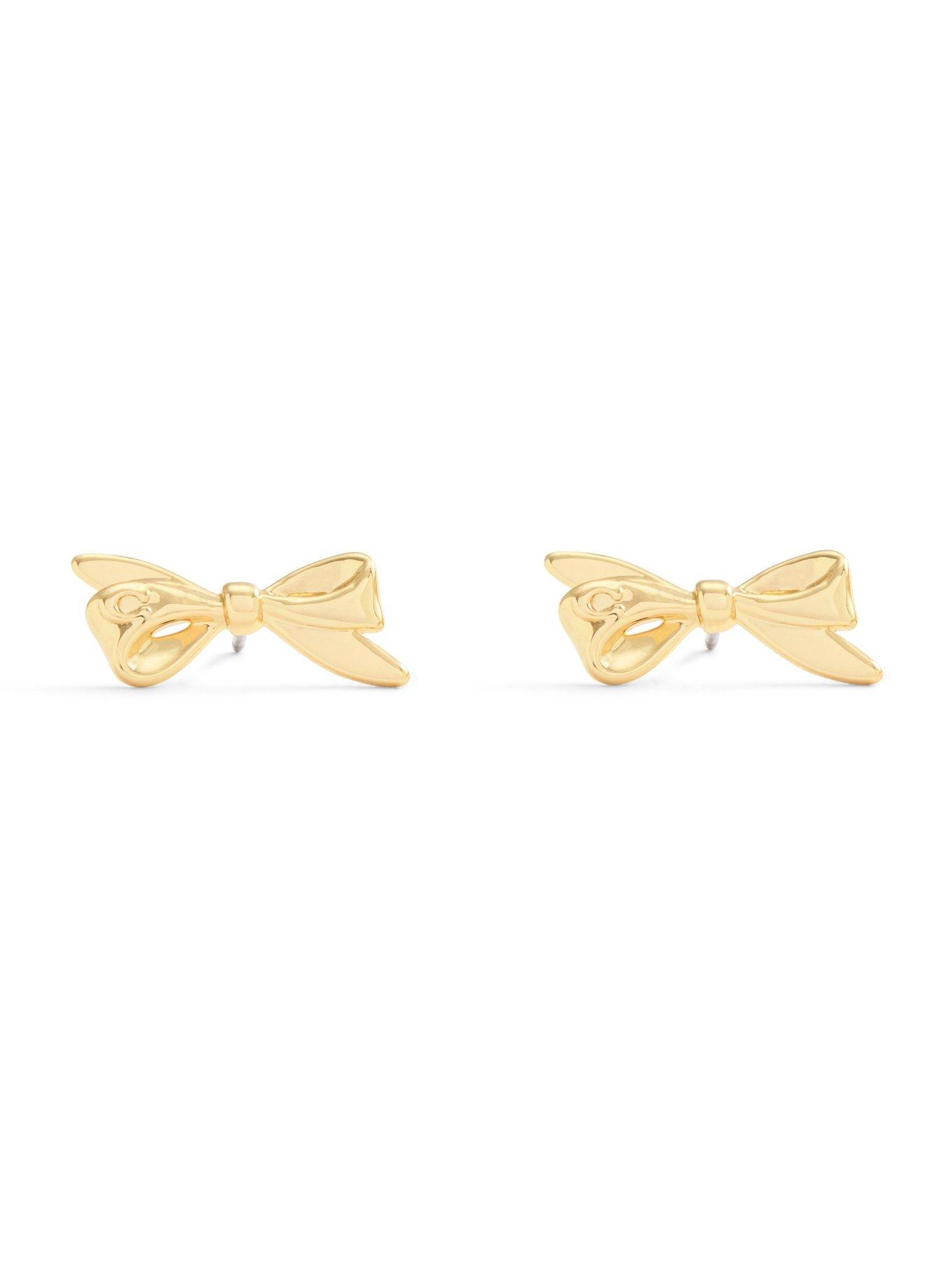  image of coach-signature-bow-stud-earrings-gold