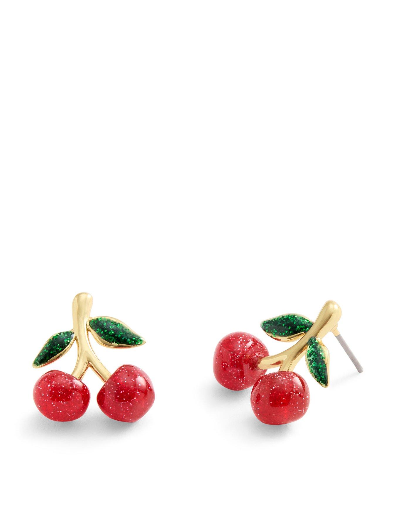 Image 1 of 3 of COACH Cherry Cluster Stud Earrings - Red