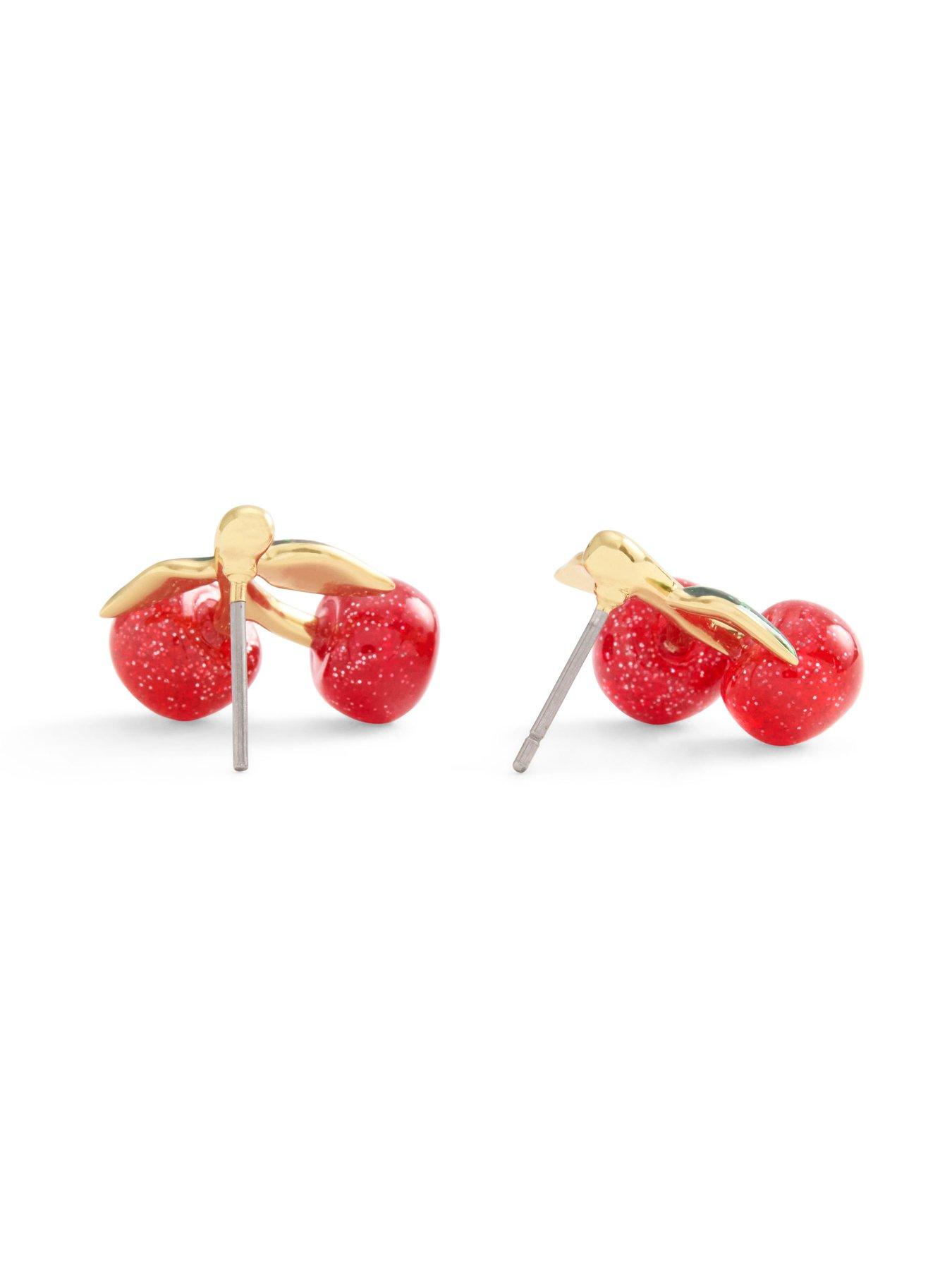 Image 3 of 3 of COACH Cherry Cluster Stud Earrings - Red