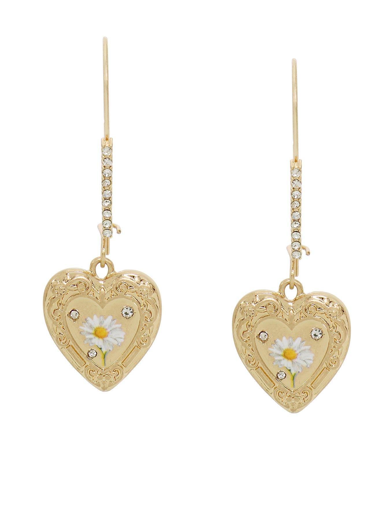 betsey-johnson-sweetheart-daisy-heart-dangle-earrings