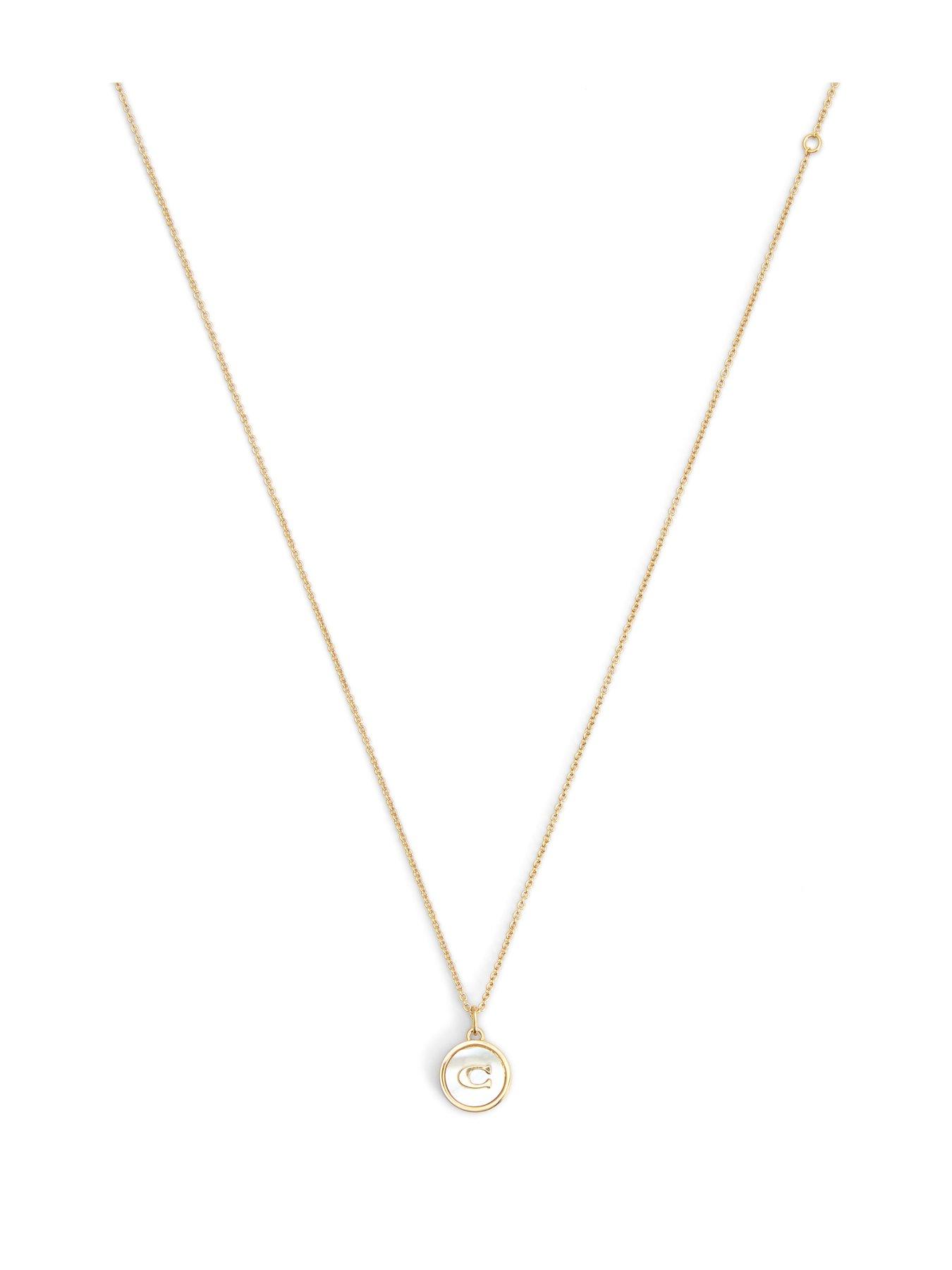  image of coach-signature-mother-of-pearl-coin-pendant-necklace-gold