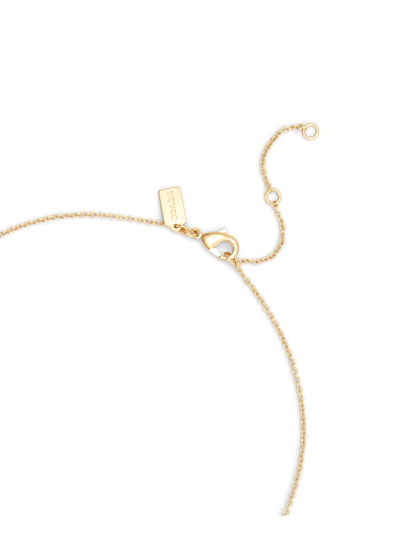  image of coach-signature-mother-of-pearl-coin-pendant-necklace-gold