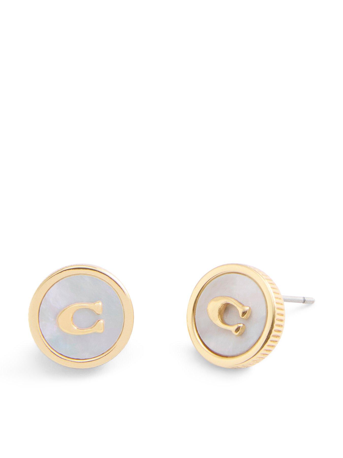 coach-signature-mother-of-pearl-coin-stud-earrings-gold