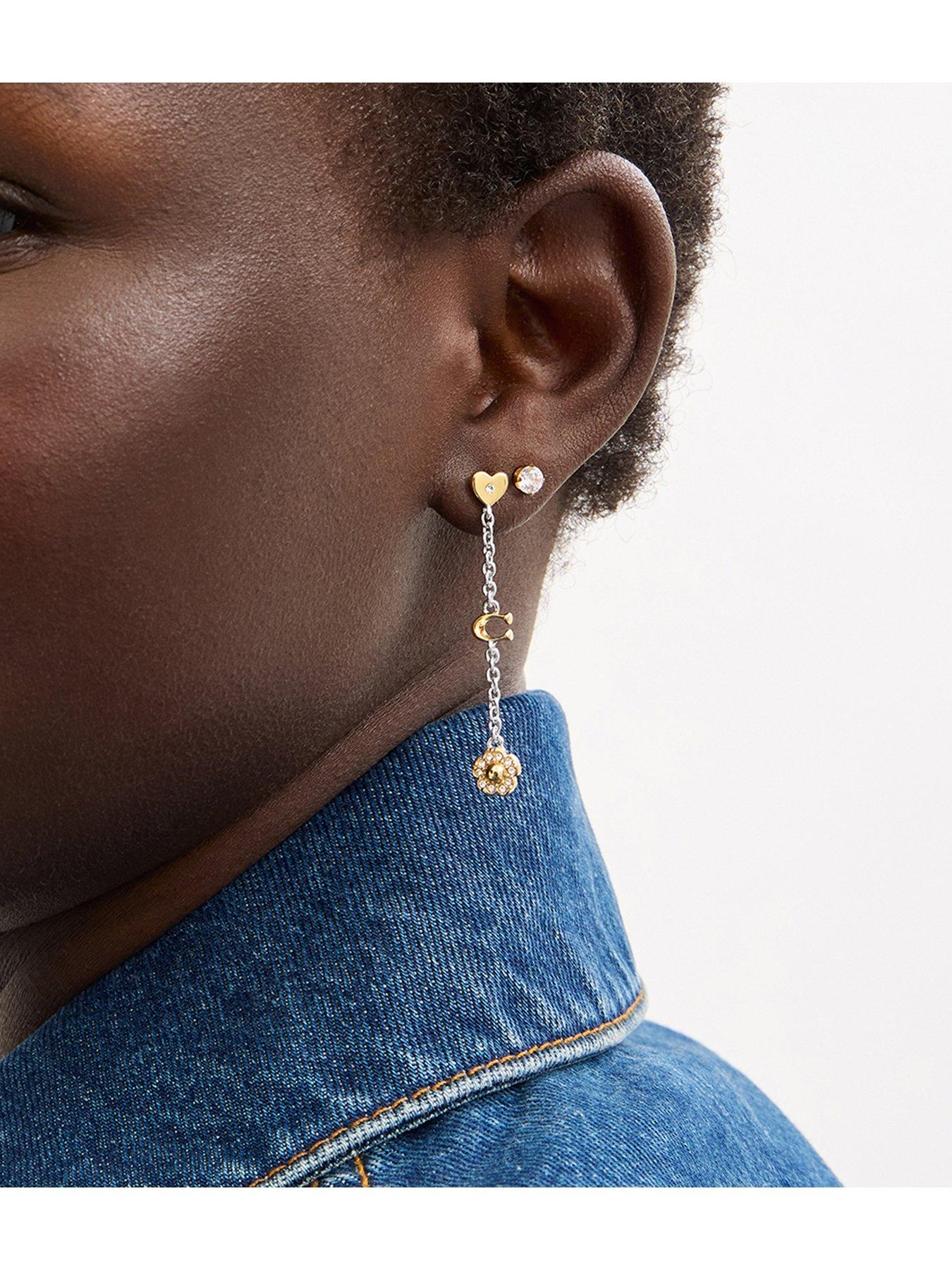  image of coach-signature-tea-rose-heart-linear-earrings