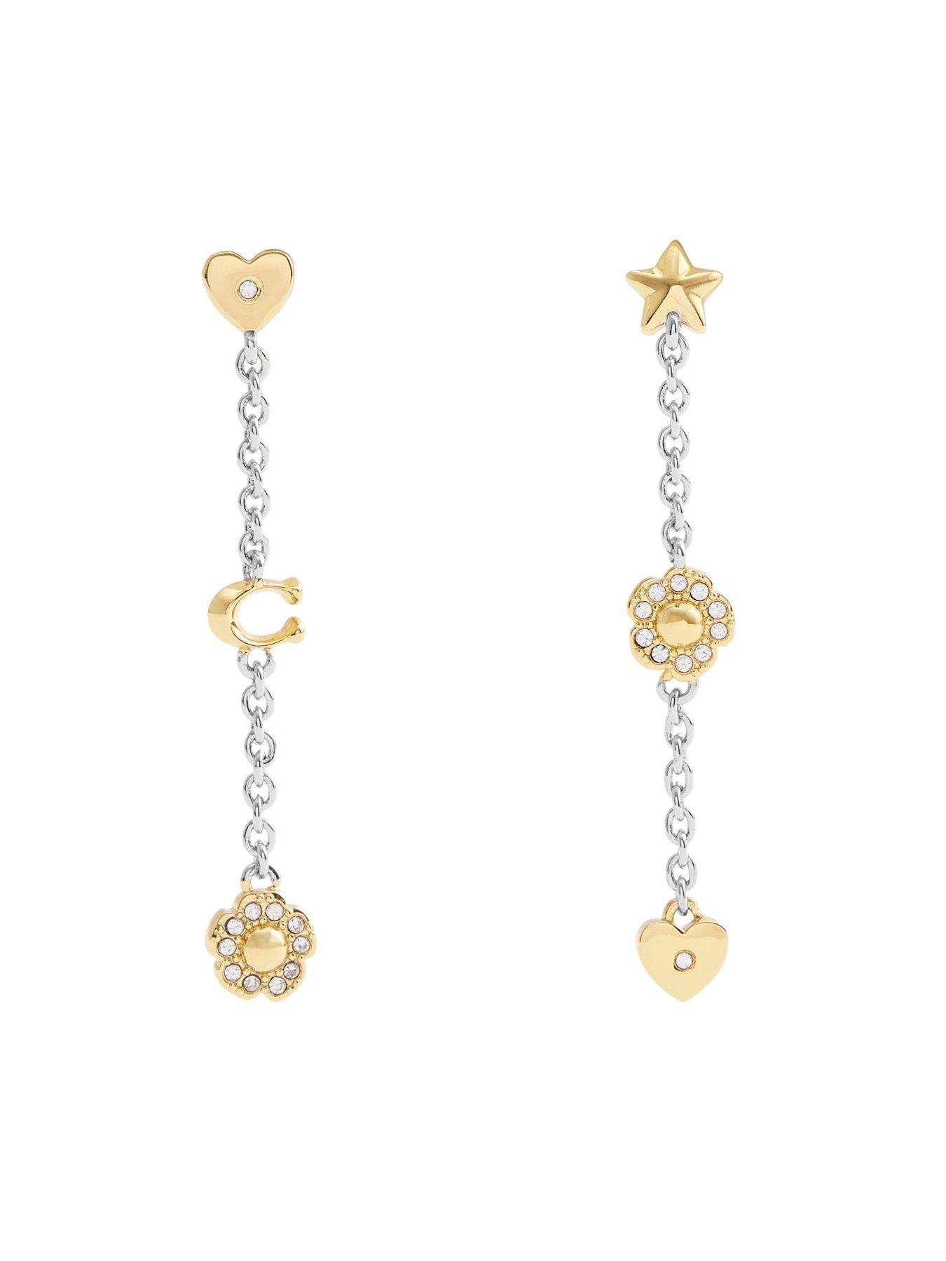  image of coach-signature-tea-rose-heart-linear-earrings