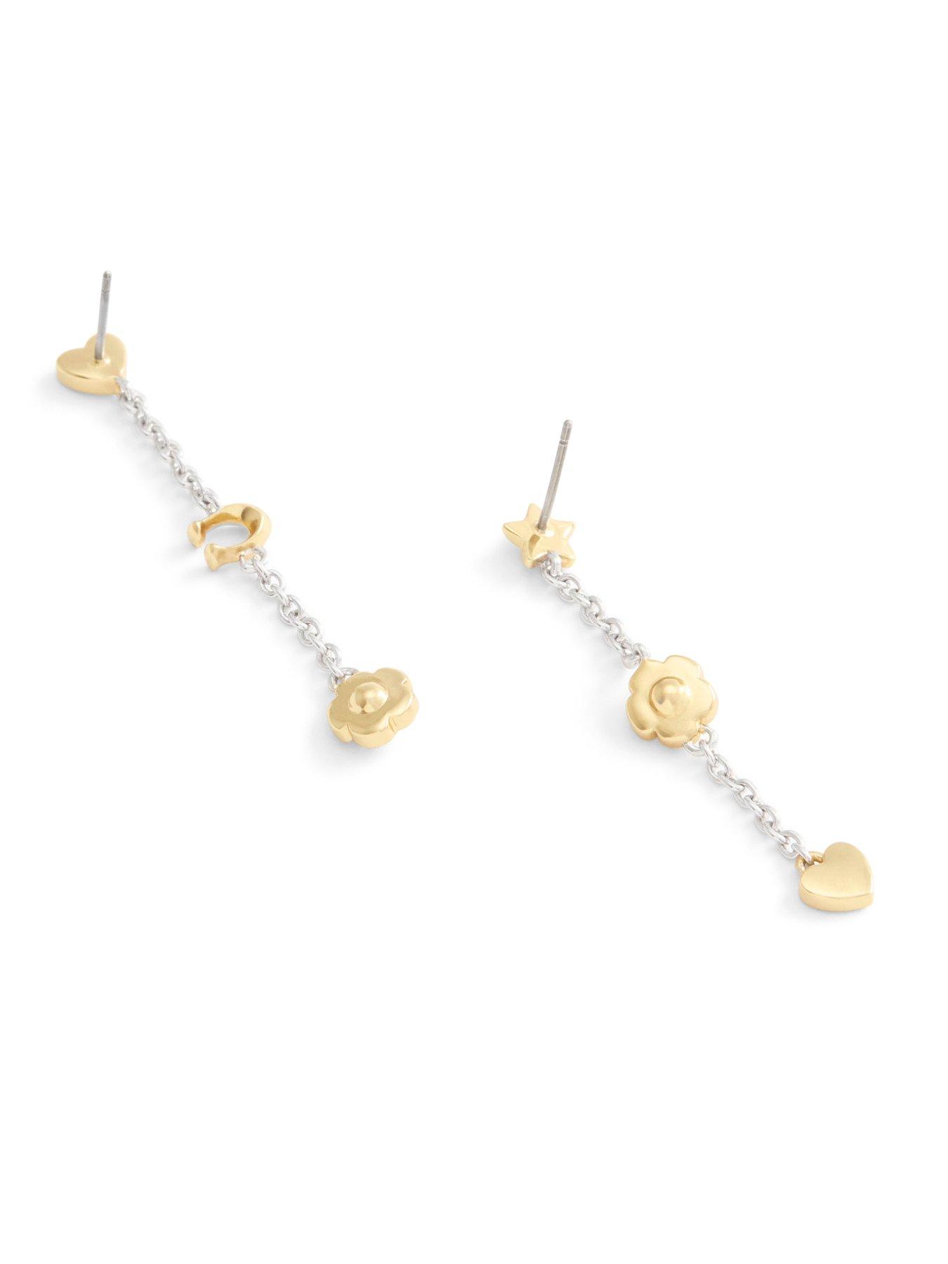  image of coach-signature-tea-rose-heart-linear-earrings
