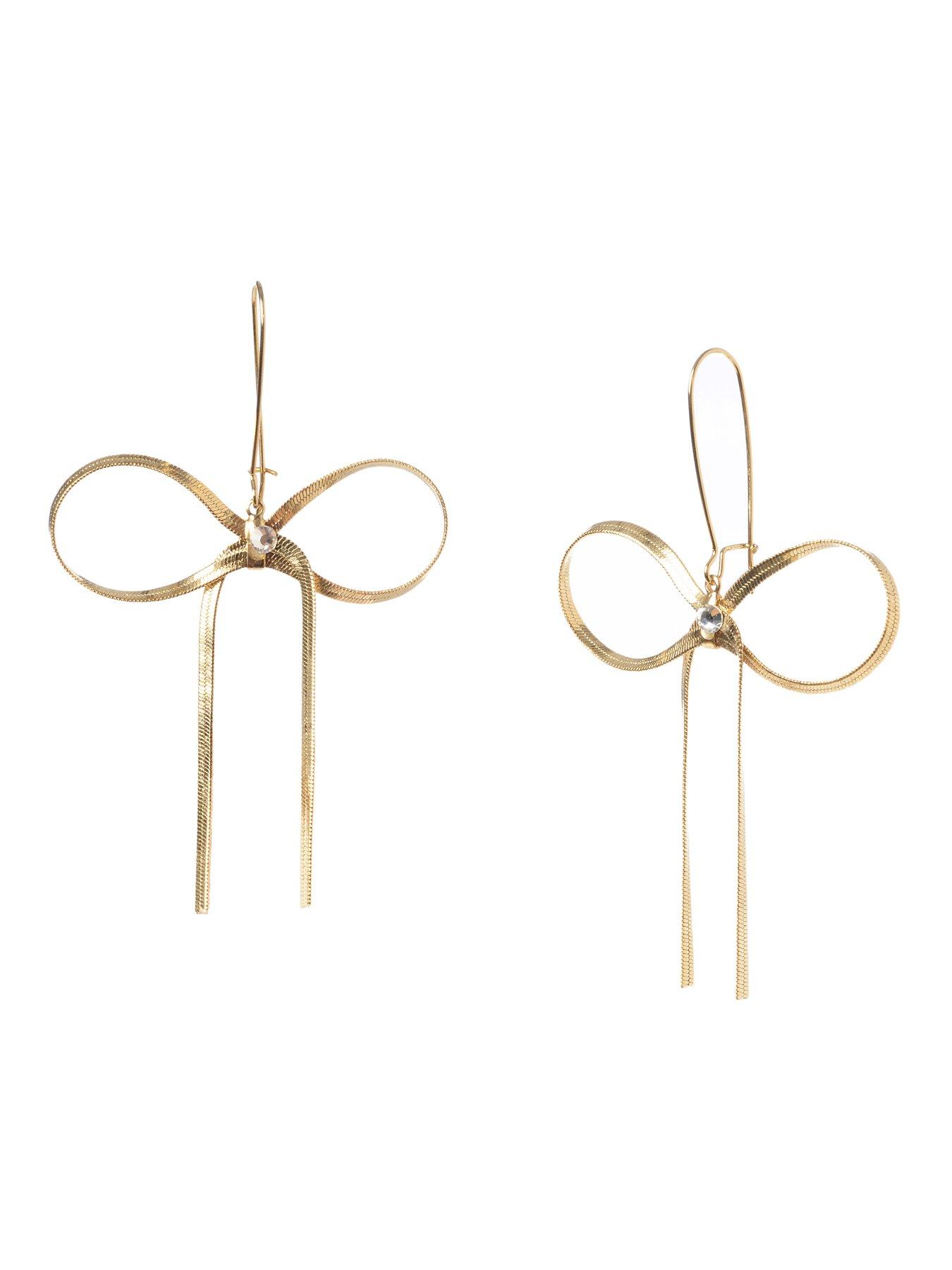  image of betsey-johnson-statement-bow-dangle-earrings