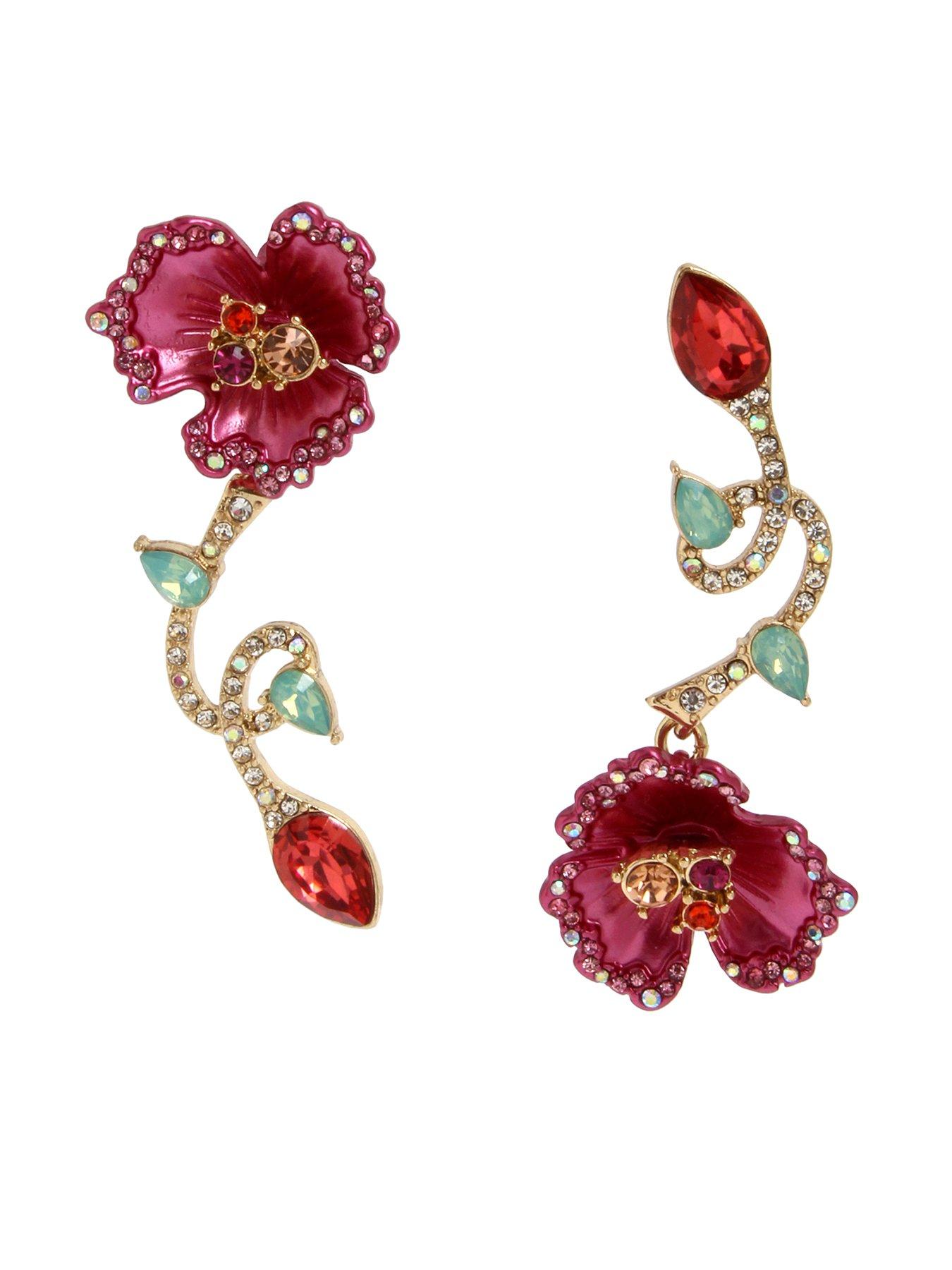 betsey-johnson-garden-flower-mismatch-earrings