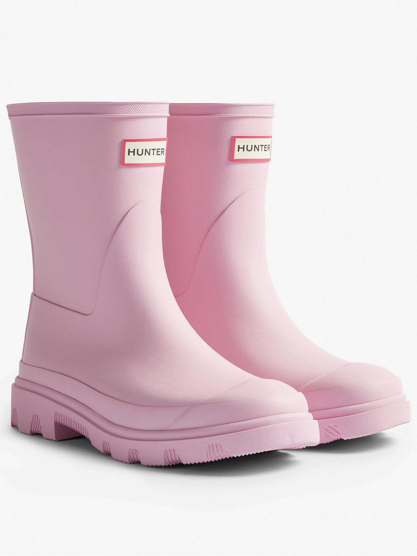Hunter Womens Downpour Short Boots Pink Nectar Littlewoods