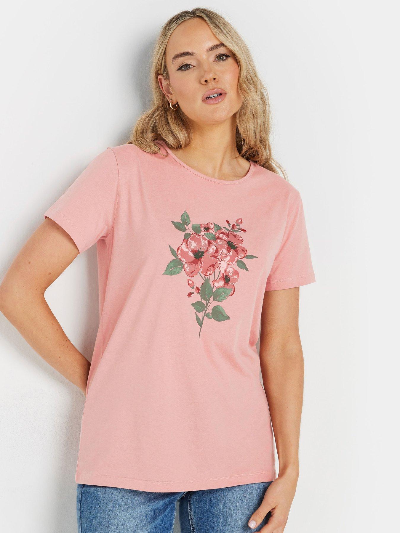  image of long-tall-sally-placement-print-t-shirt-pink