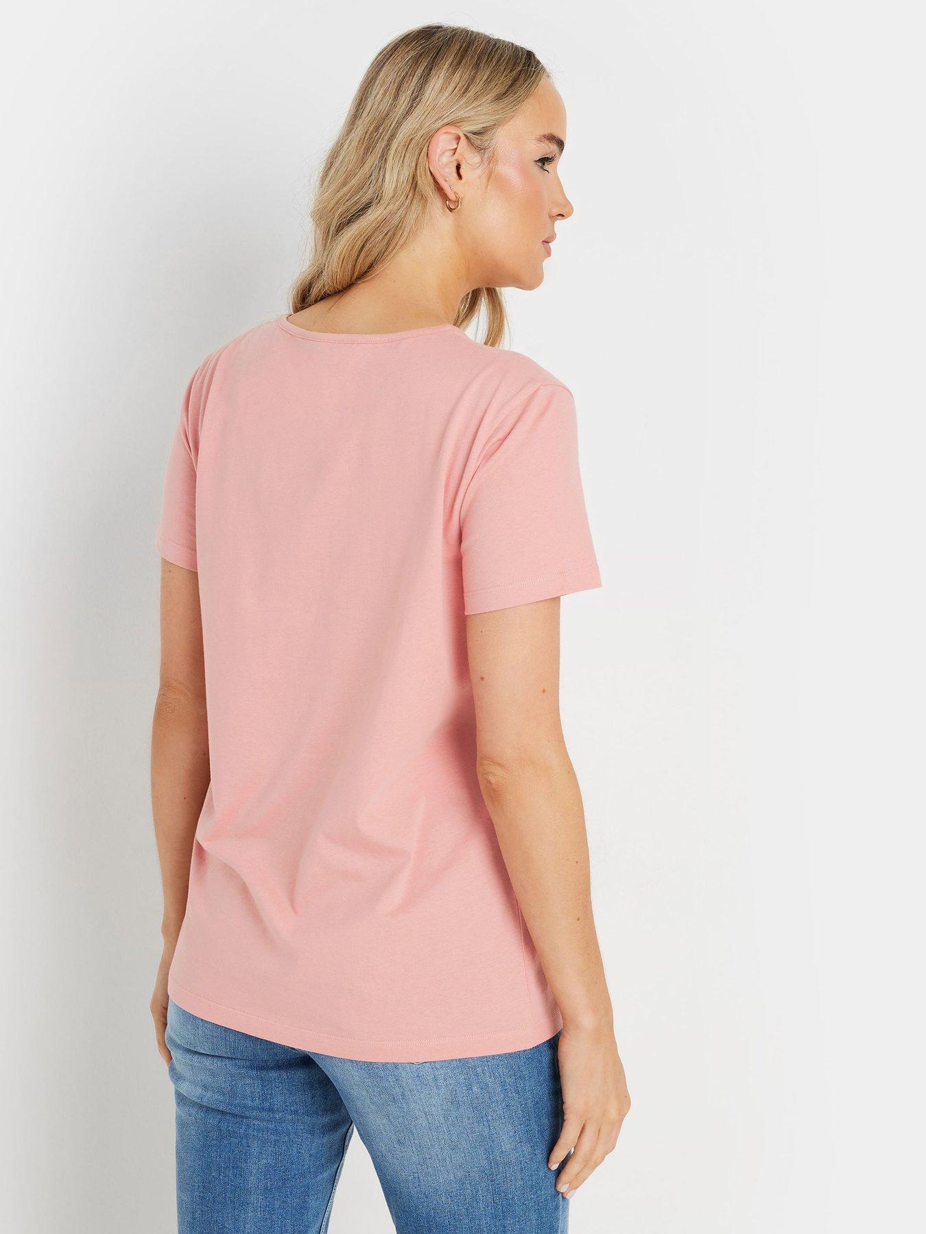  image of long-tall-sally-placement-print-t-shirt-pink