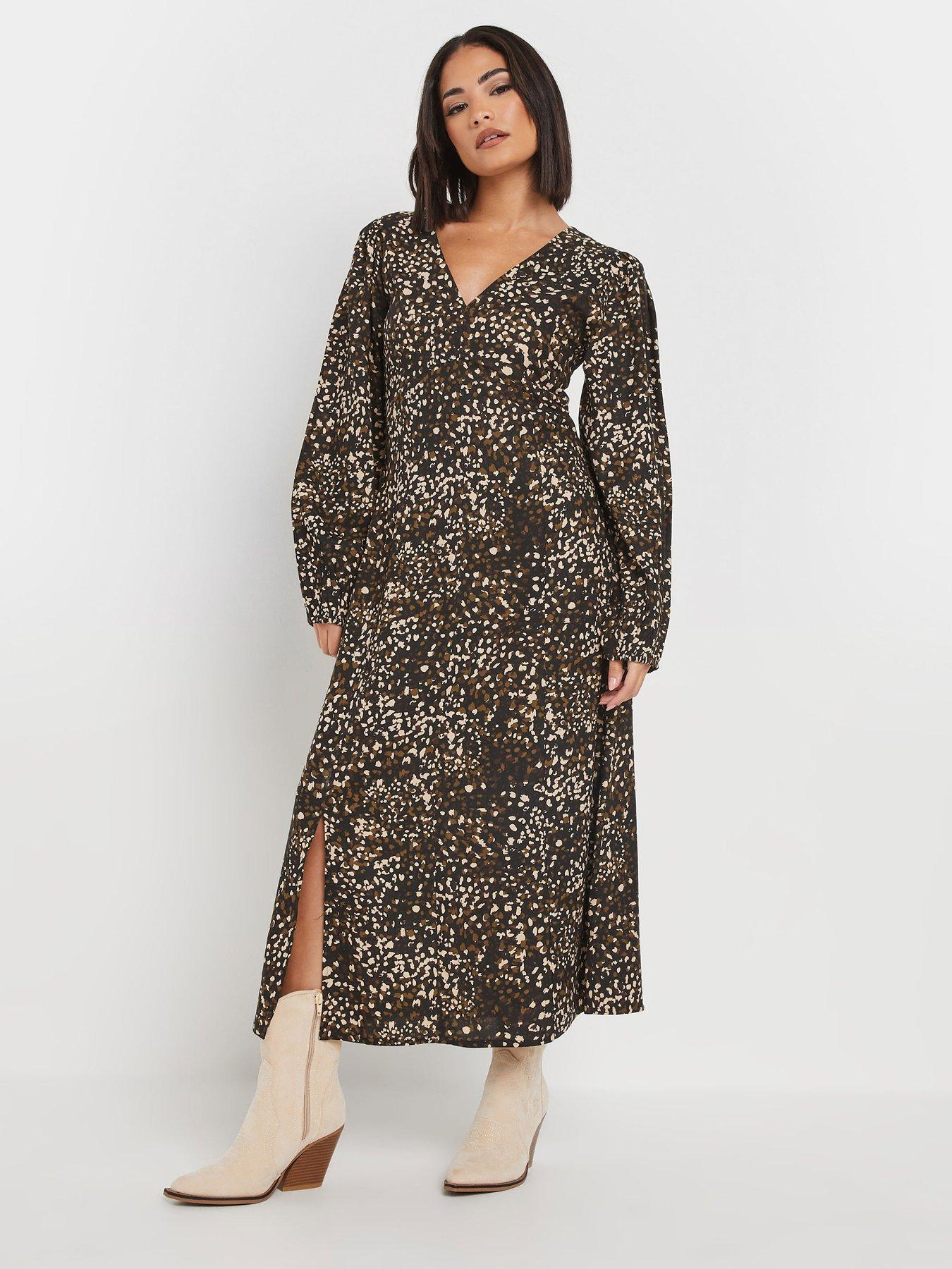 undefined Petite Midi Tea Dress - Brown
