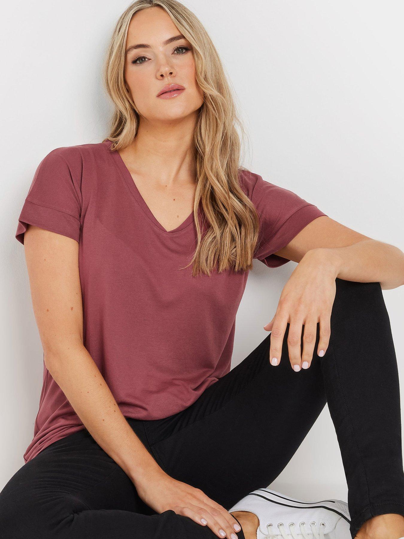 Image 4 of 4 of Long Tall Sally Premium Modal V-Neck T-Shirt - Pink