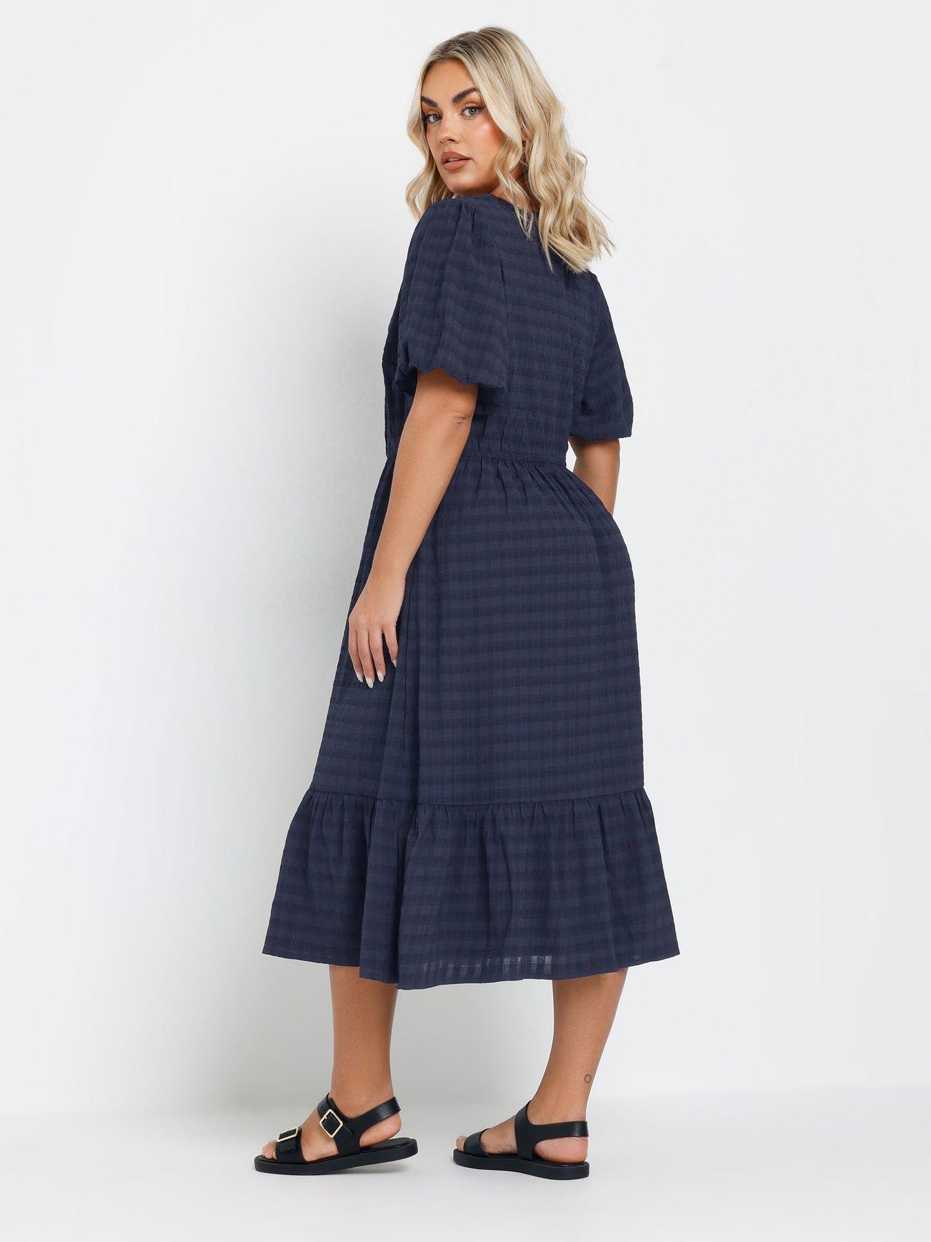  image of yours-curve-textured-tiered-dress-blue