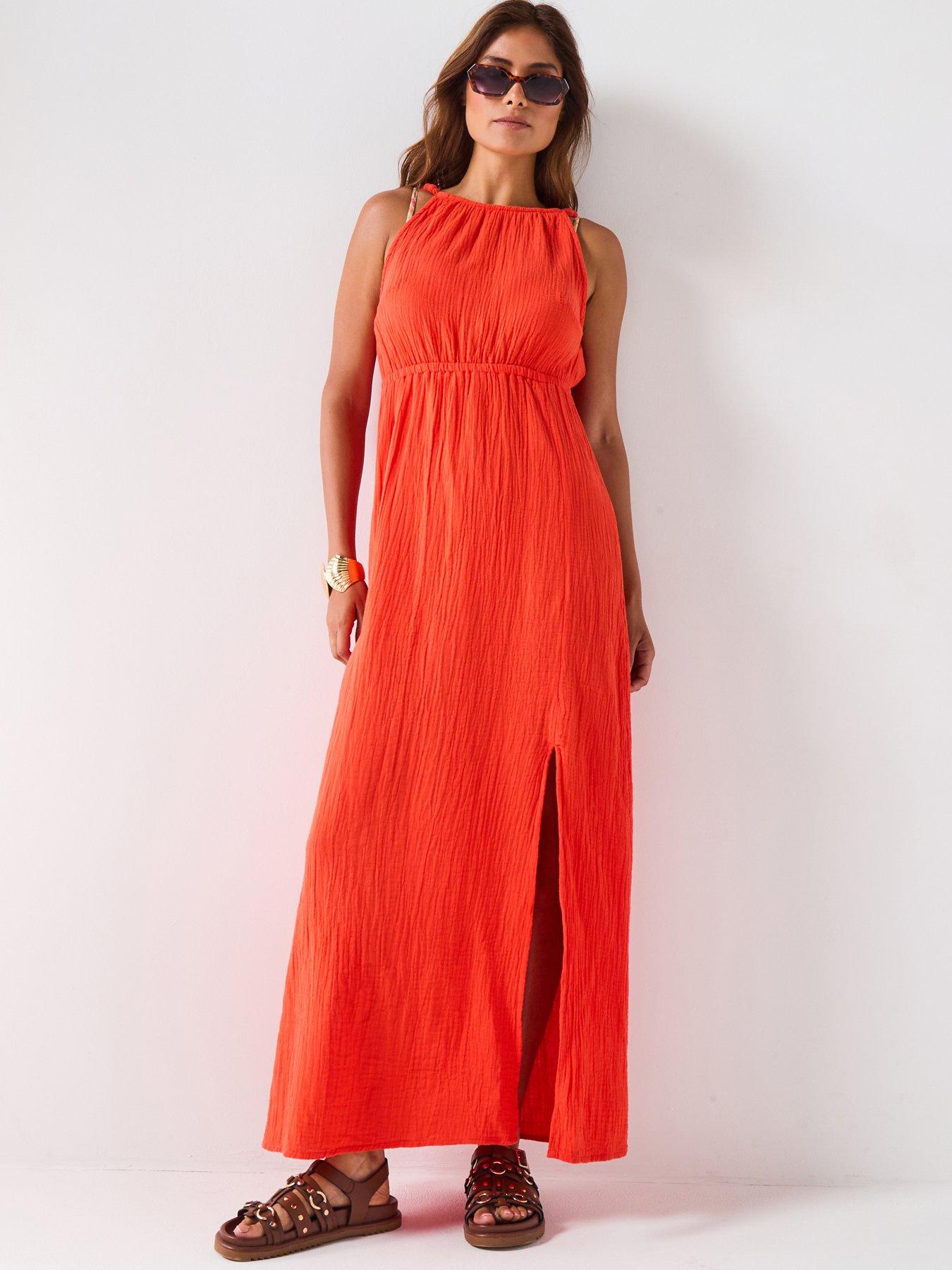 V by Very Bubble Strap Maxi Dress - Orange