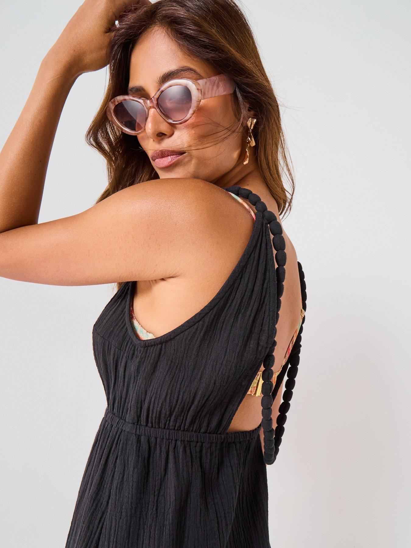  image of v-by-very-bubble-strap-maxi-dress-black