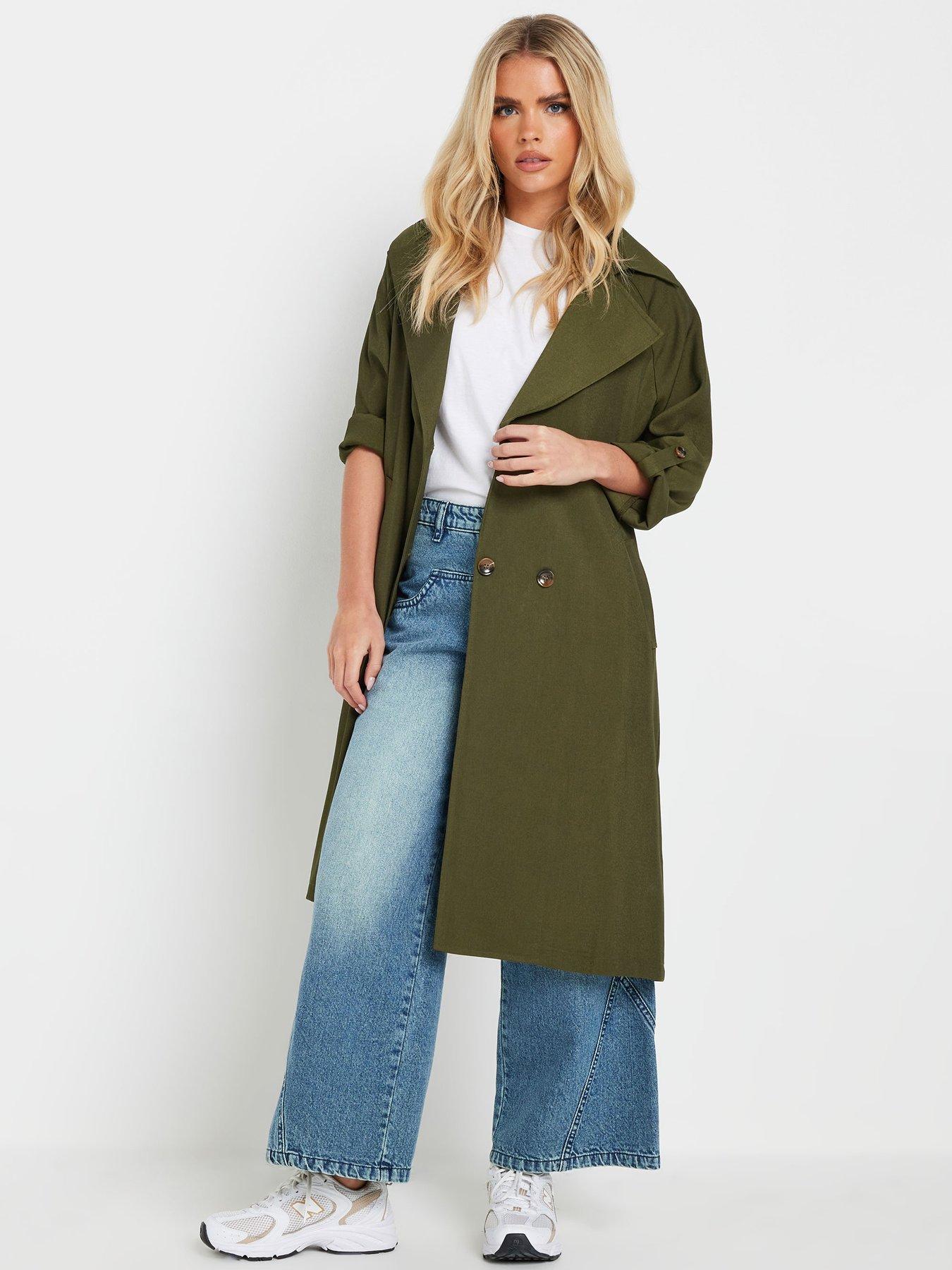 undefined Petite Duster Trench Coat - Green