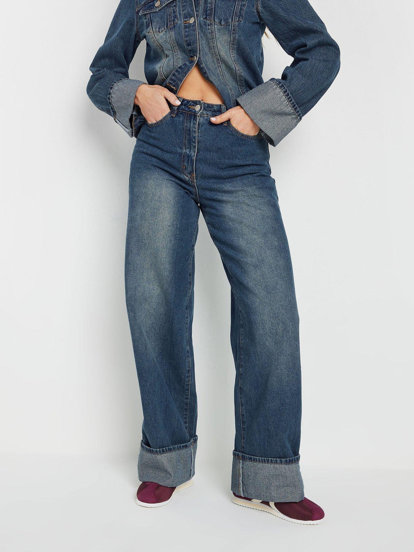 undefined Tall Turn Up Wide Leg Jean 36" - Blue