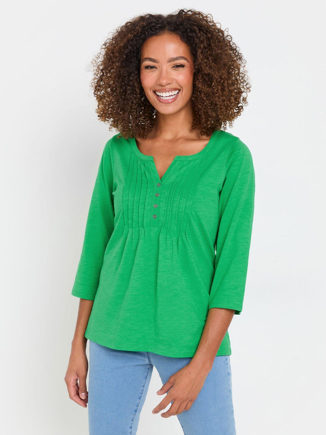  image of mco-34-sleeve-henley-top-green