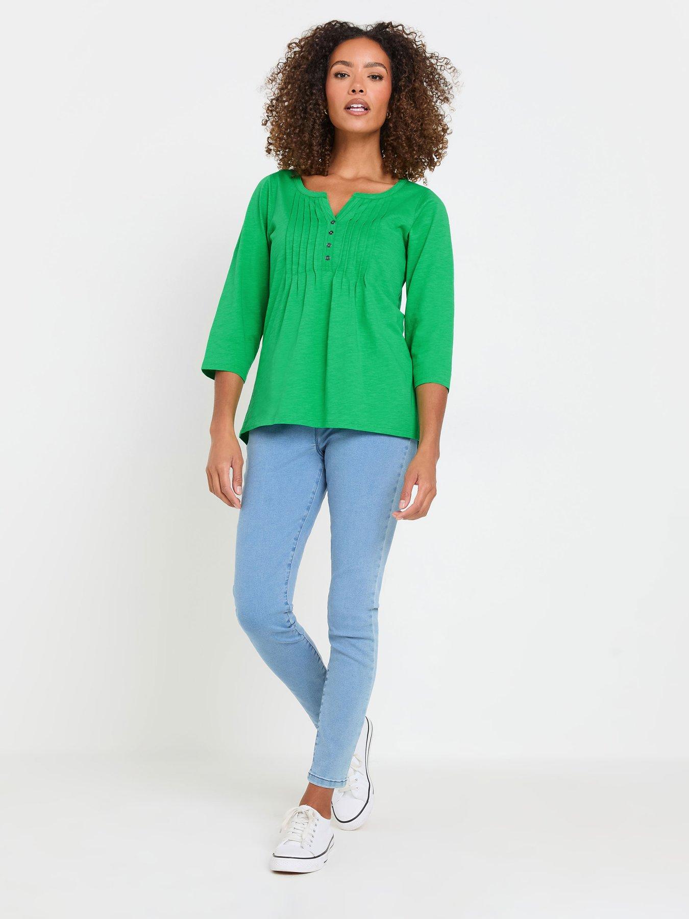  image of mco-34-sleeve-henley-top-green
