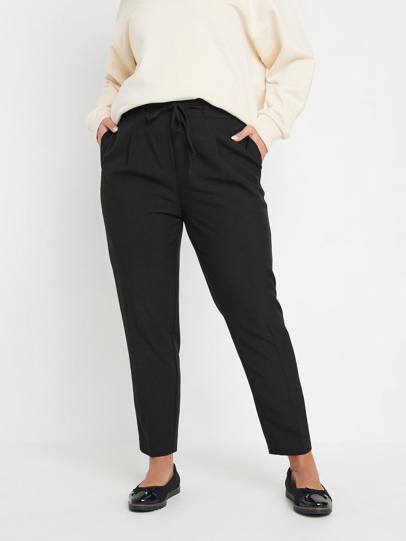 undefined Curve Tie Waist Straight Leg Trouser