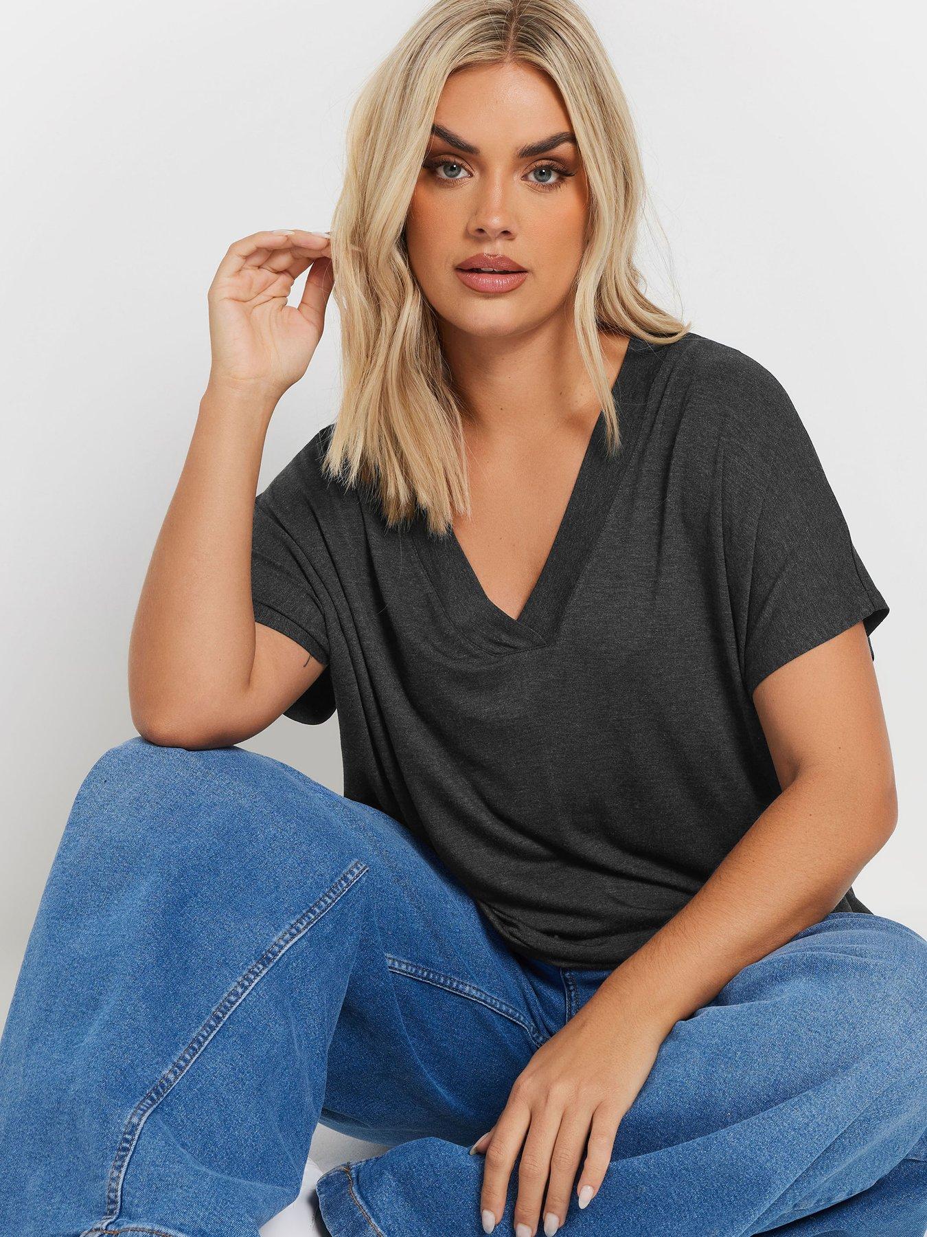  image of yours-curve-grown-on-basic-t-shirt-grey