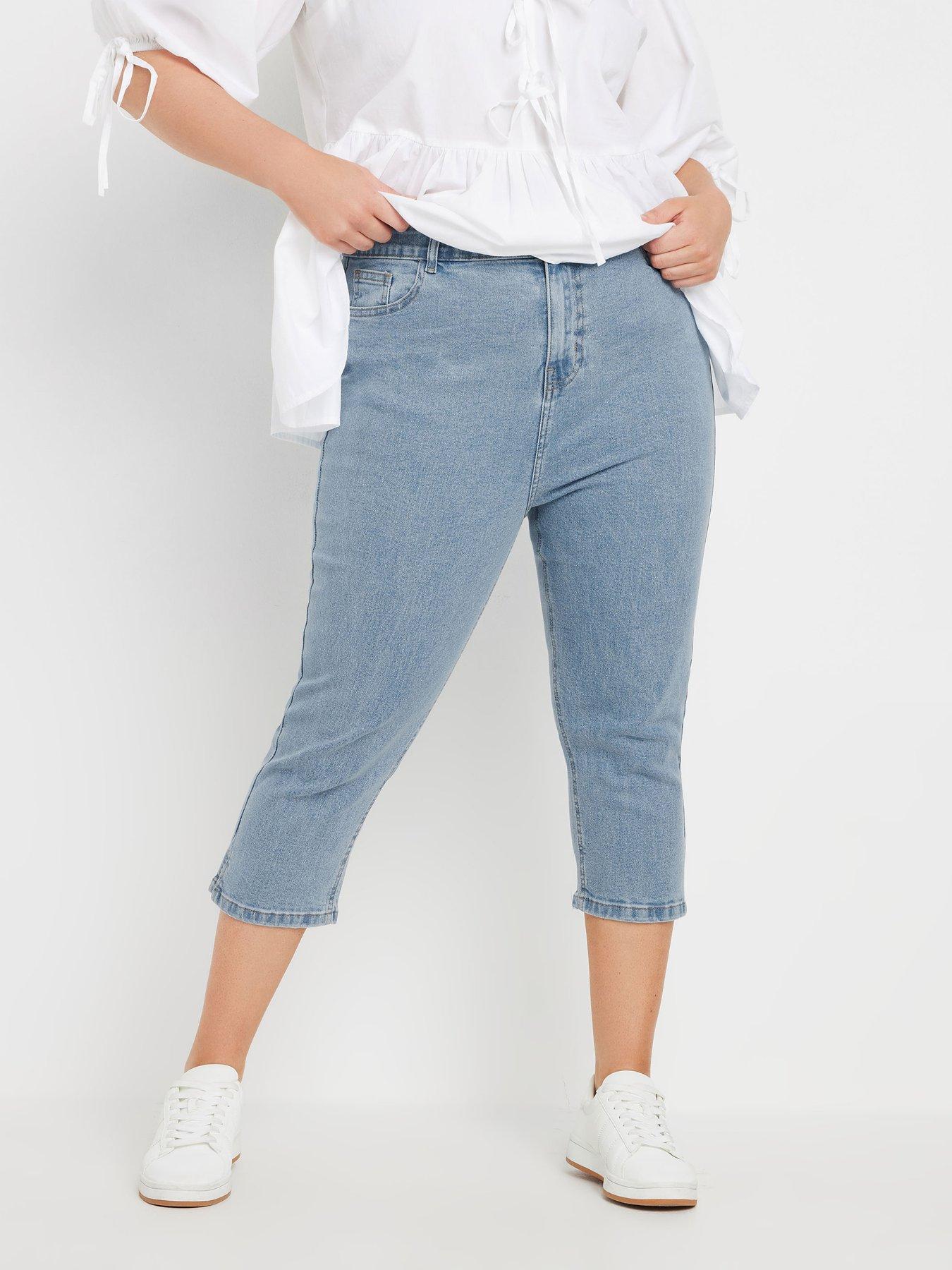  image of yours-curve-ava-capri-trousers-blue