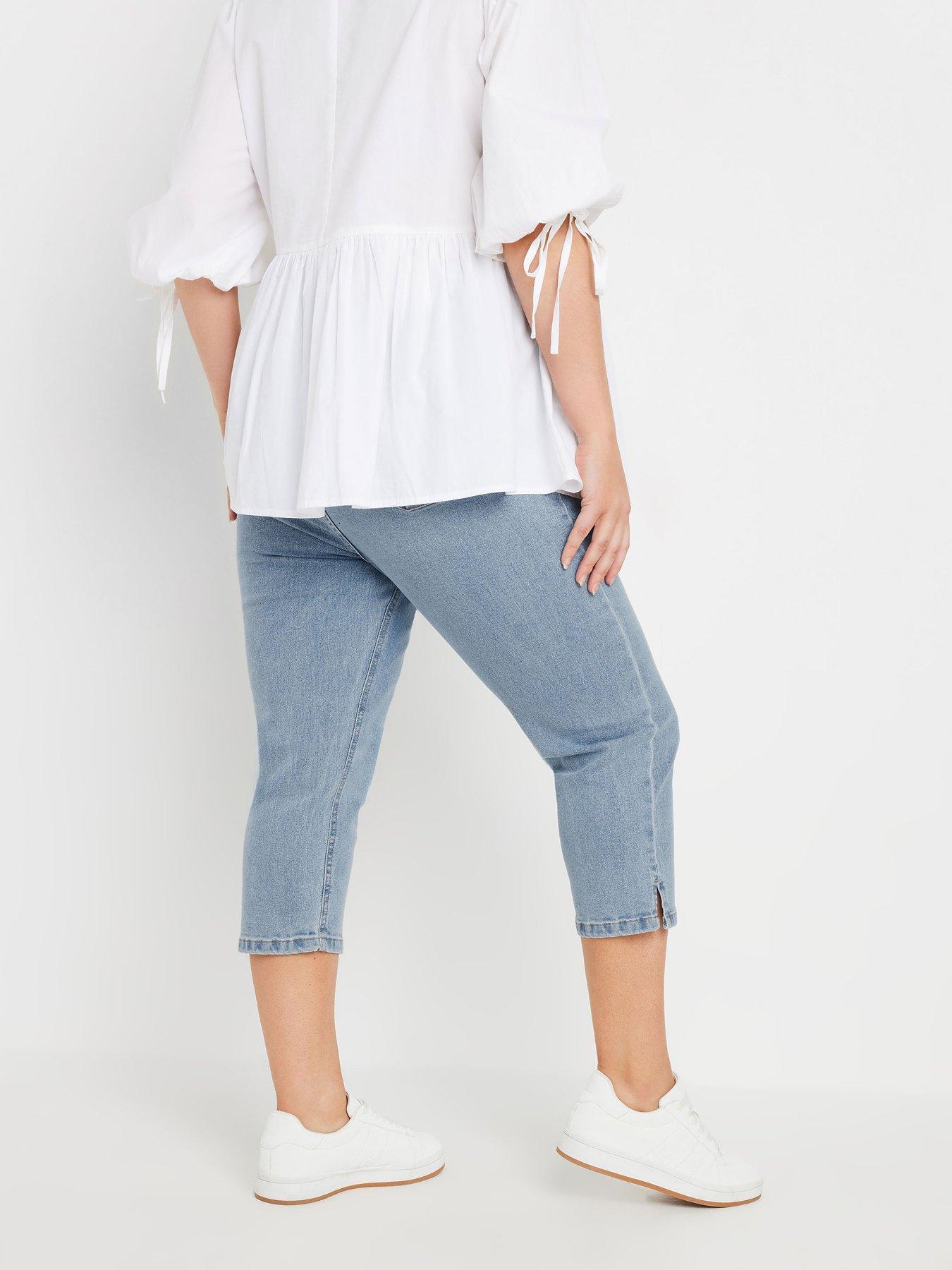  image of yours-curve-ava-capri-trousers-blue