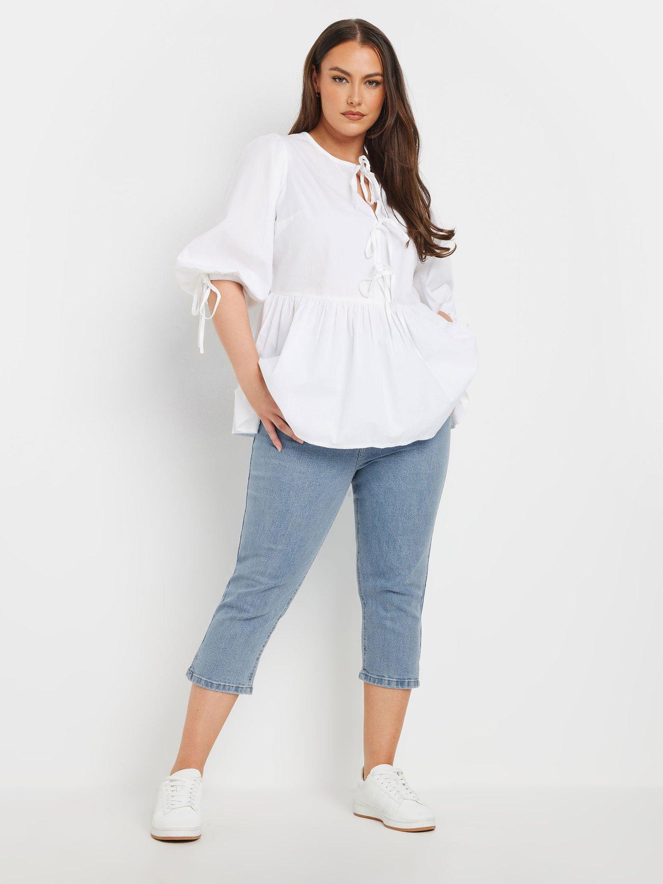  image of yours-curve-ava-capri-trousers-blue