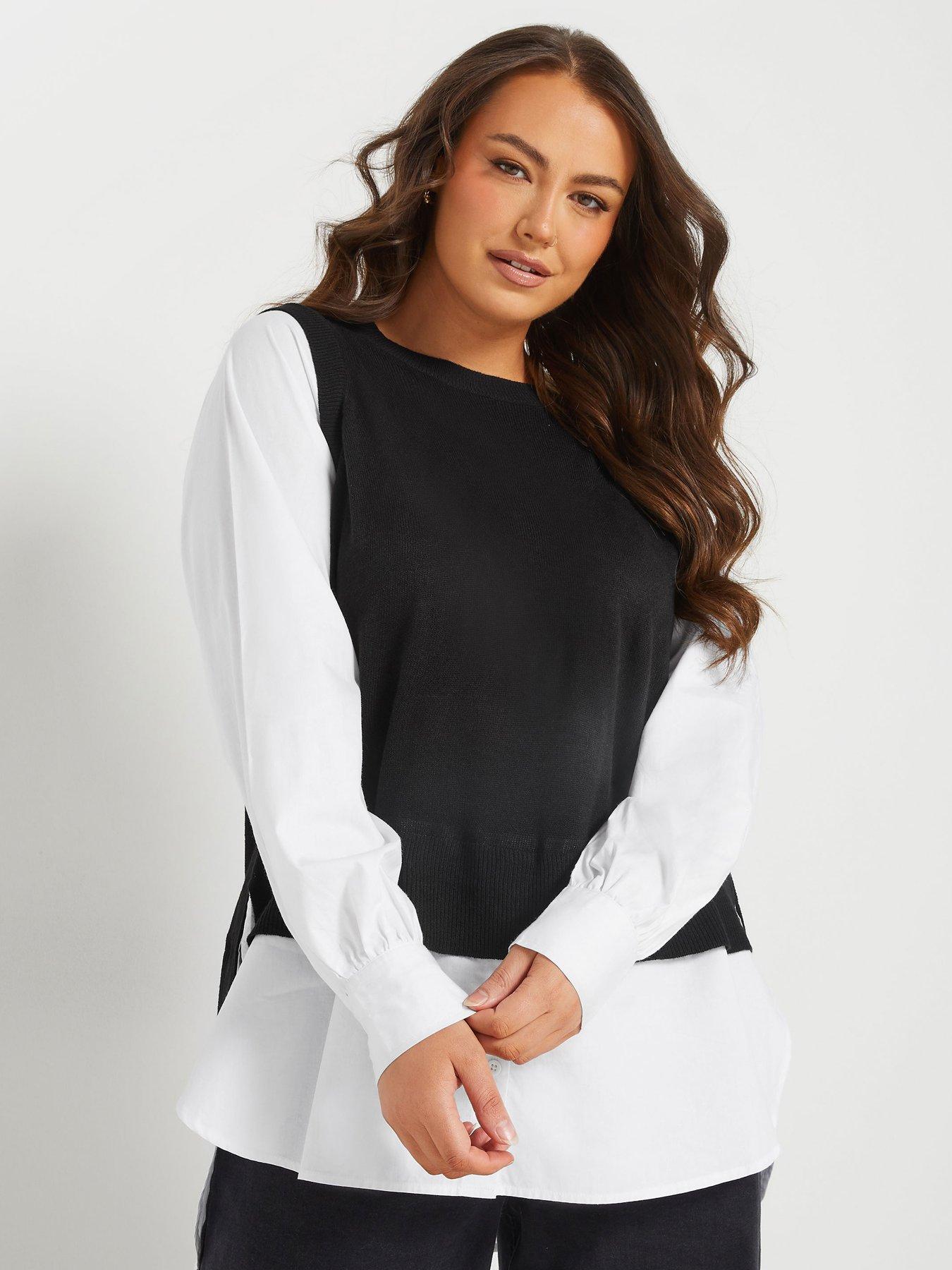undefined Curve 2 In 1 Shirt Sweater Vest - Black