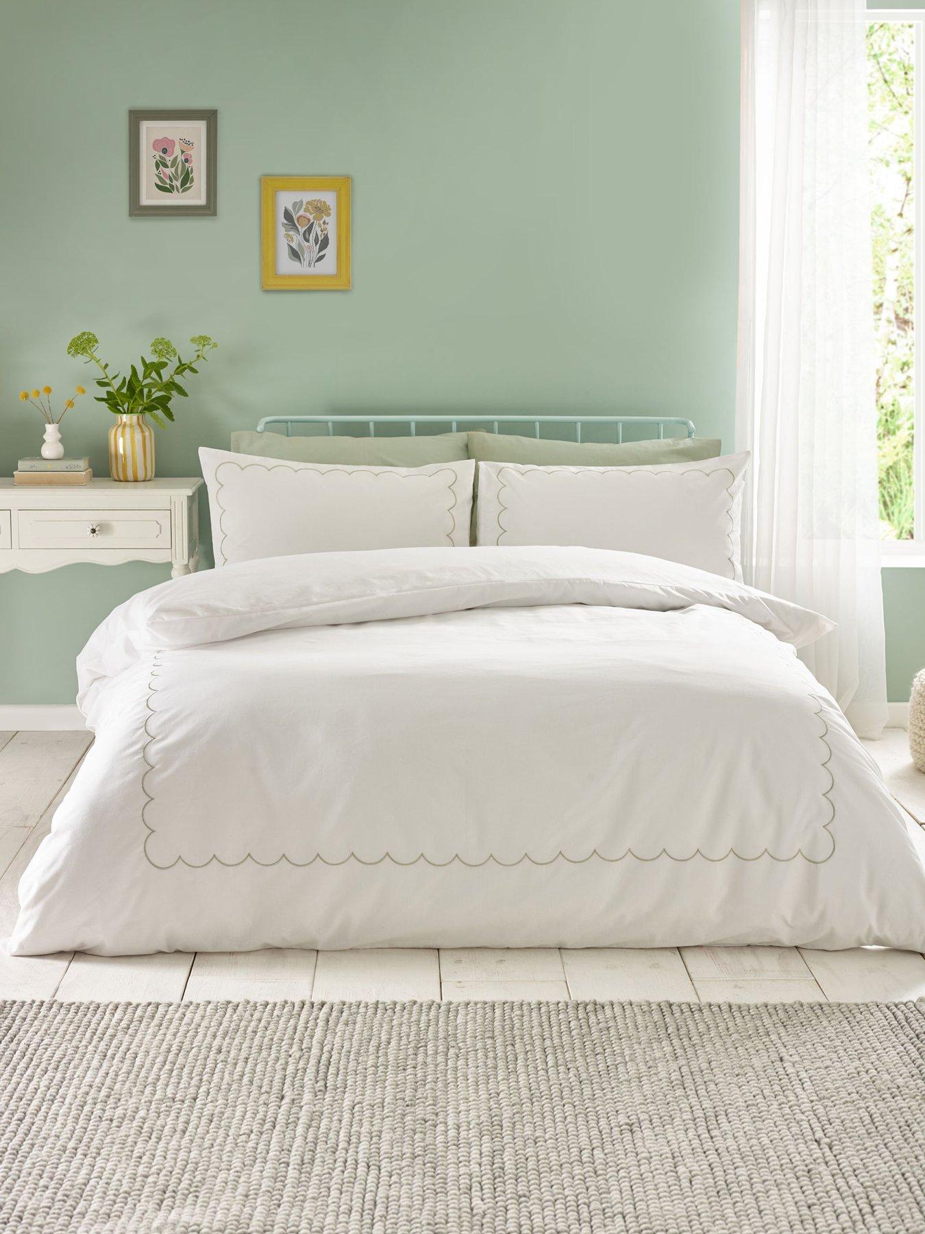 undefined Scallop Border Duvet Cover Set - Green