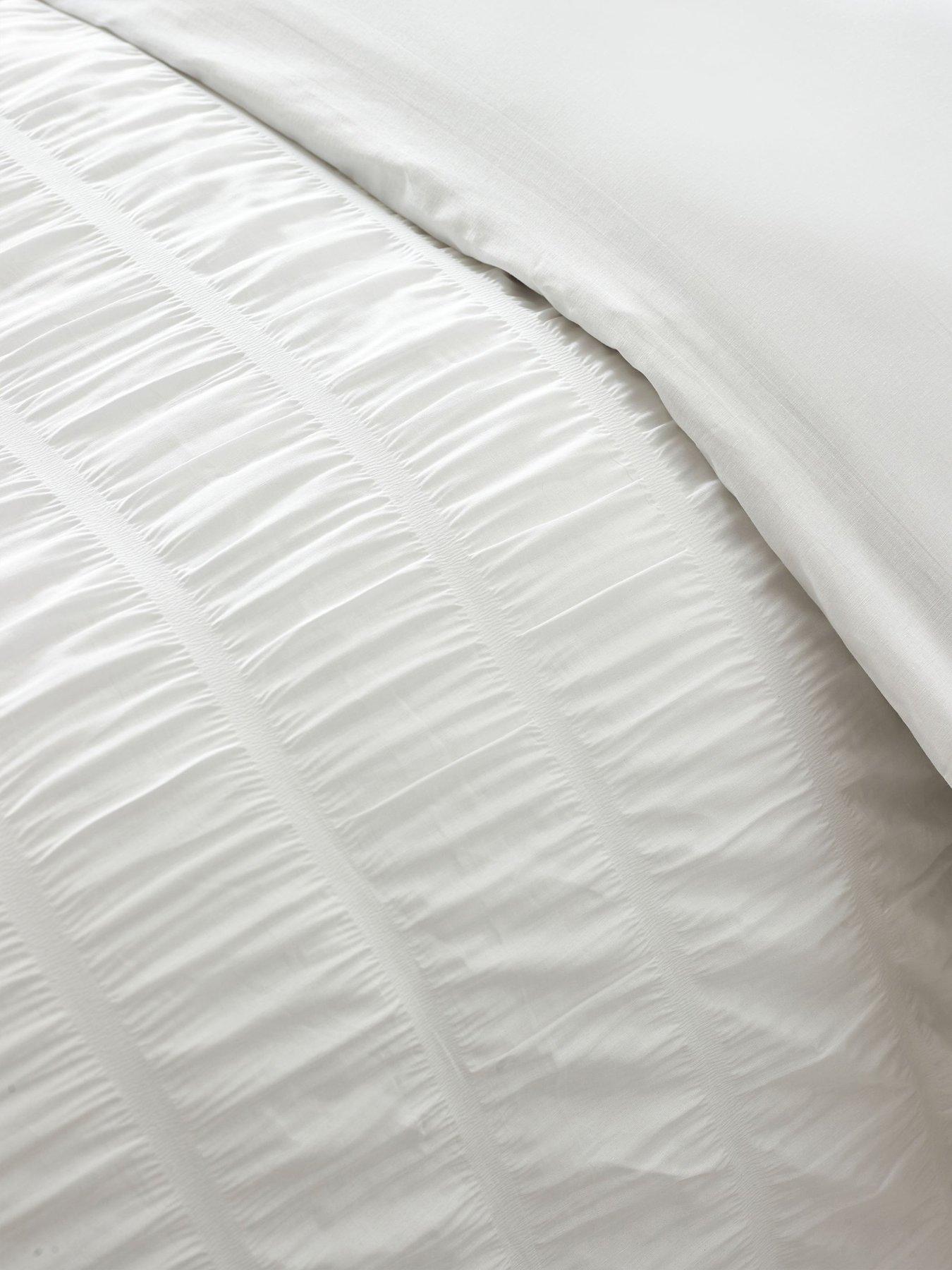  image of catherine-lansfield-seersucker-frill-duvet-cover-set-white