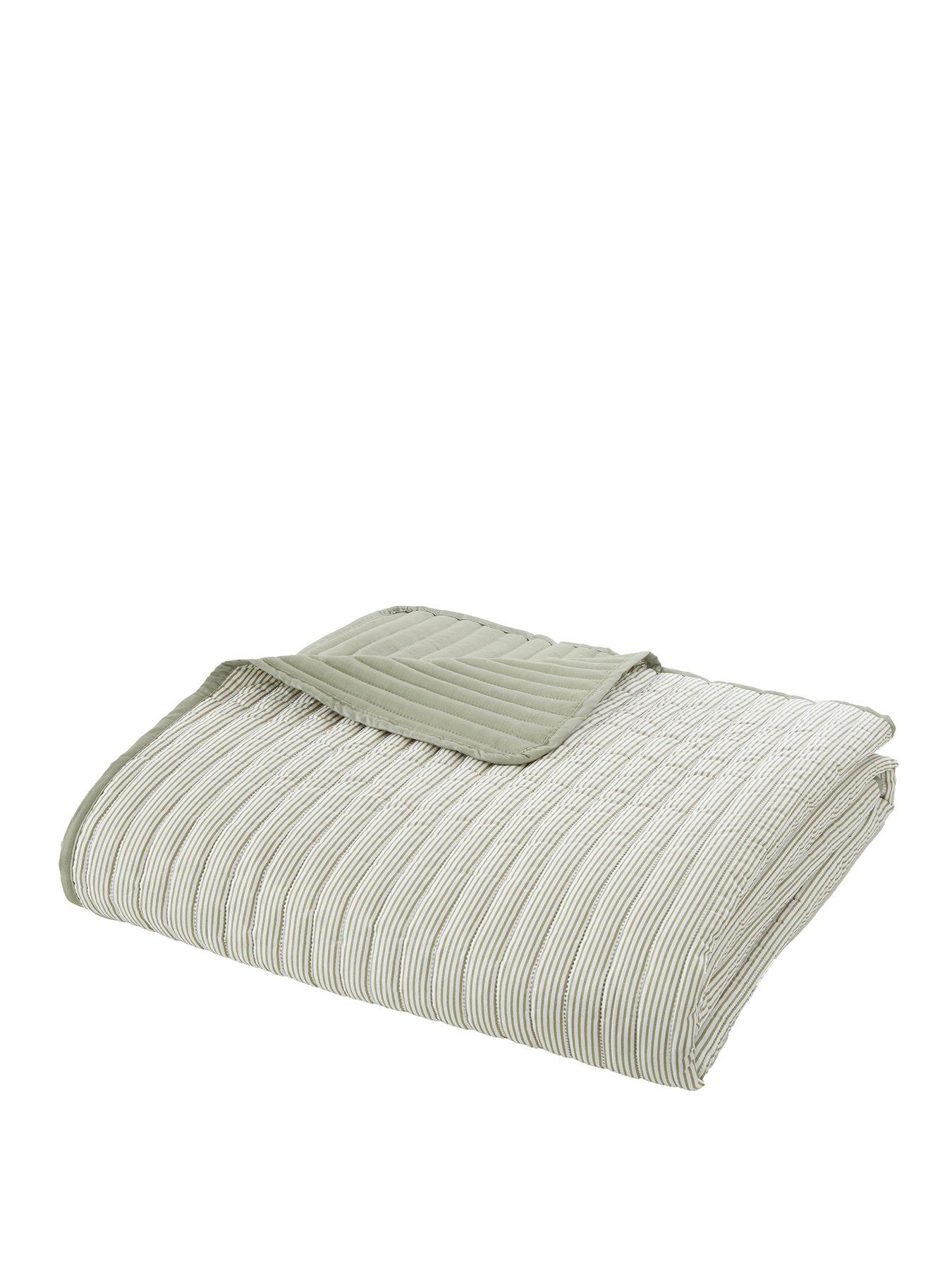  image of catherine-lansfield-stripe-bedspread-thrownbsp