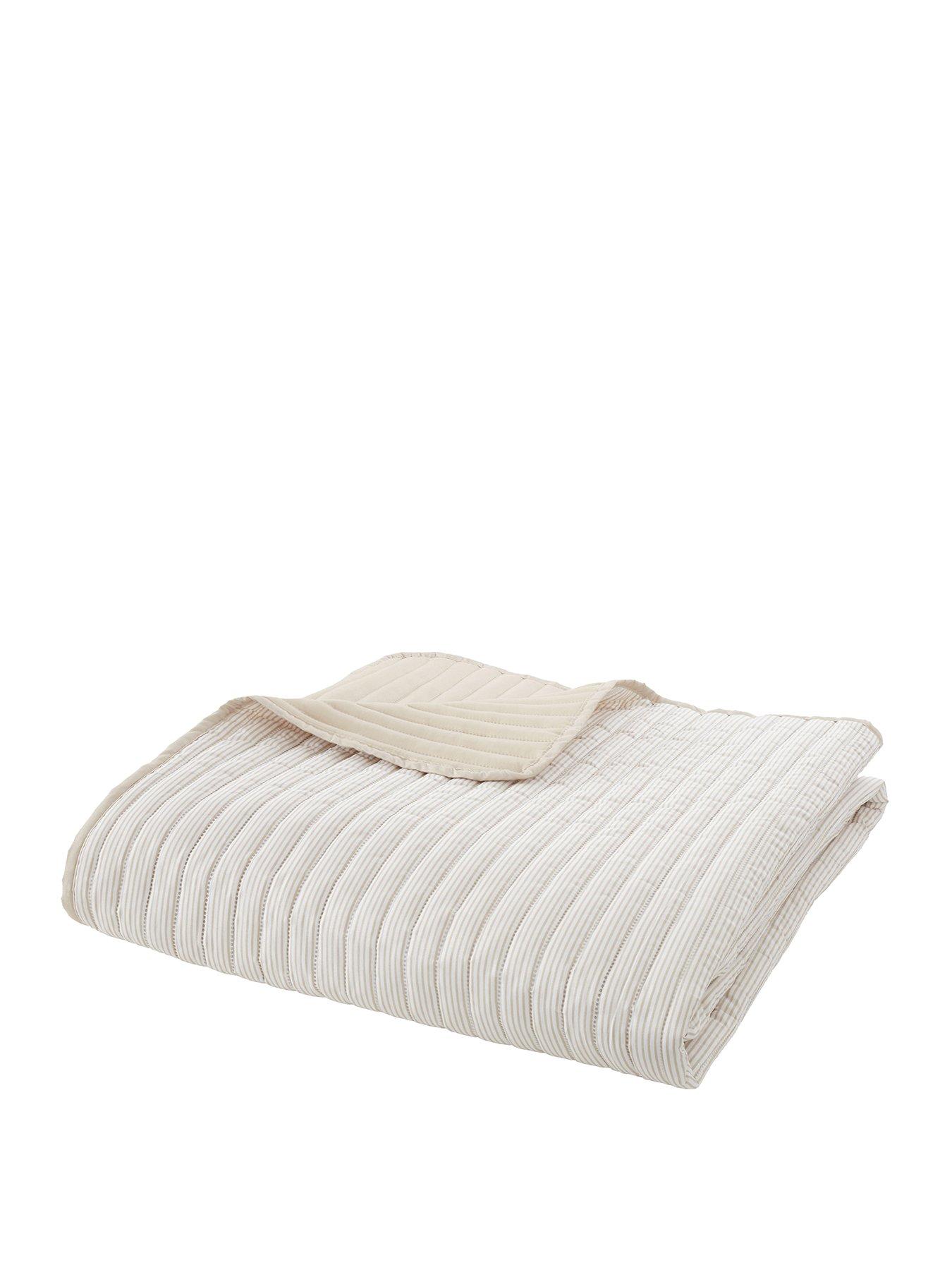  image of catherine-lansfield-stripe-bedspread-throw