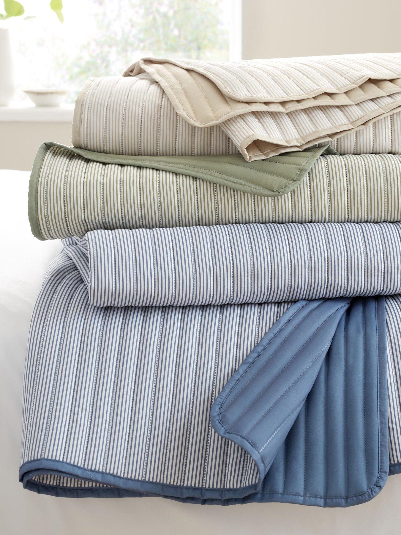  image of catherine-lansfield-stripe-bedspread-throw