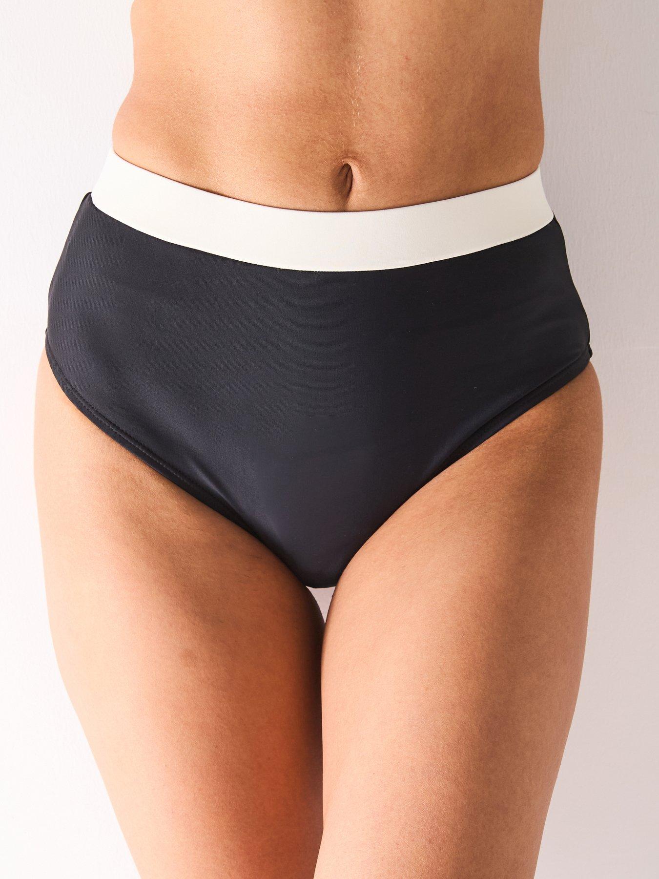 V by Very Mono Contrast Bikini Bottoms - Black
