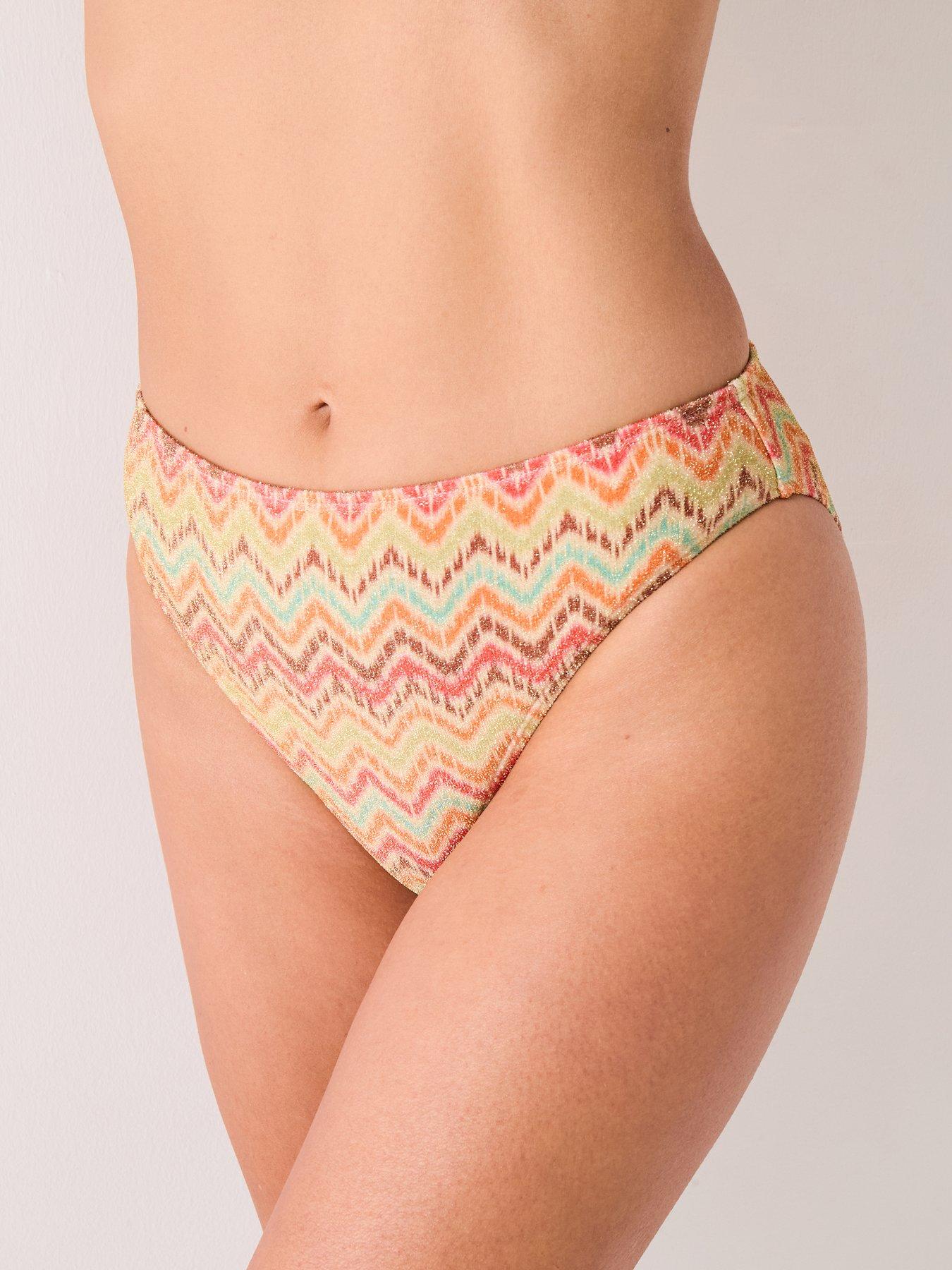 V by Very Printed Shimmer Knot Front Bikini Bottoms - Multi