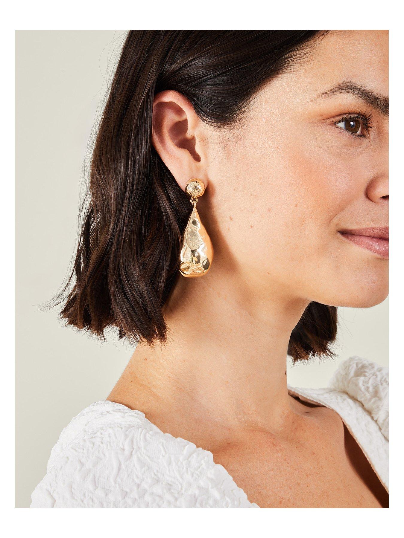  image of accessorize-large-hammered-teardrop-earrings