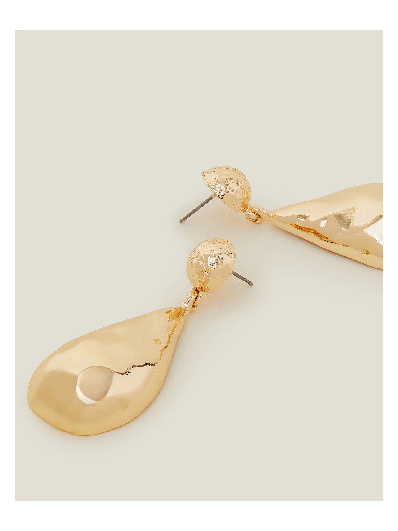  image of accessorize-large-hammered-teardrop-earrings