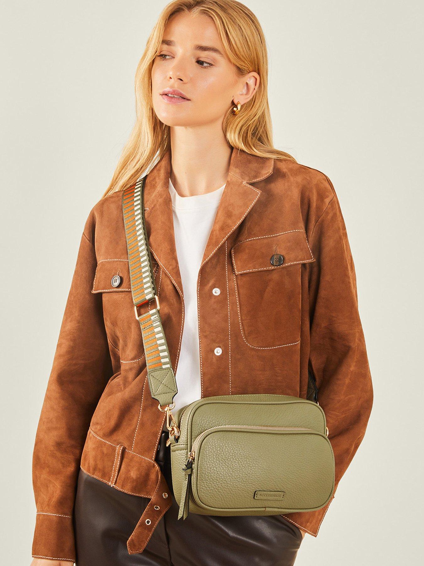 Image 2 of 5 of Accessorize Dina Double Zip Camera Bag - Khaki