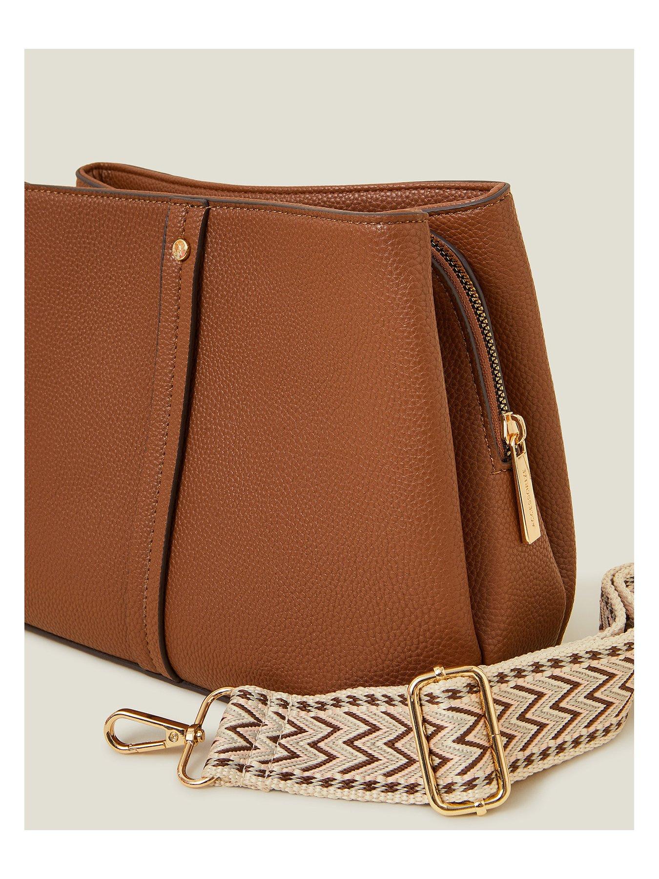  image of accessorize-webbing-strap-cross-body-bag-brown