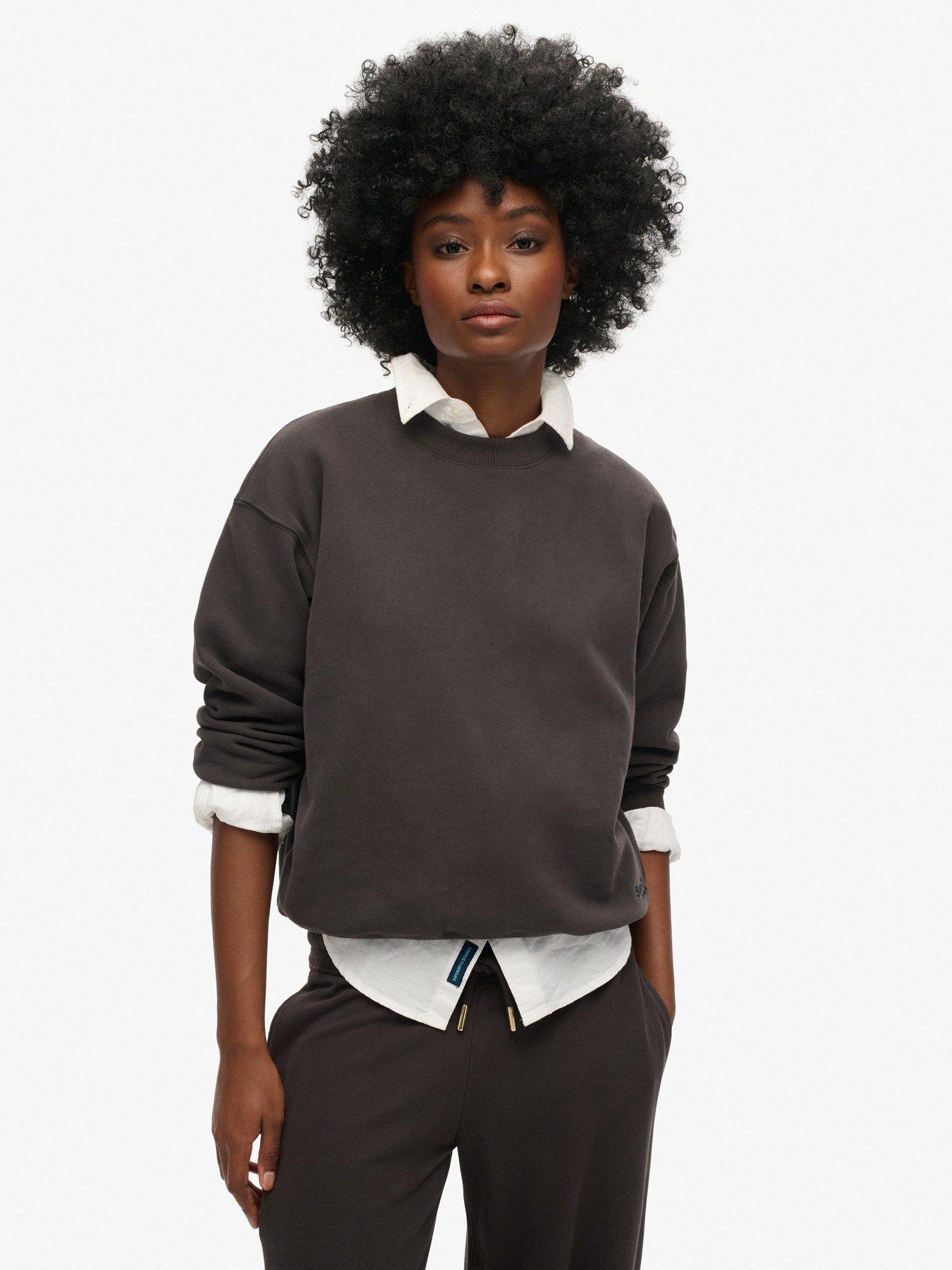  image of superdry-essential-logo-jumper-washed-black