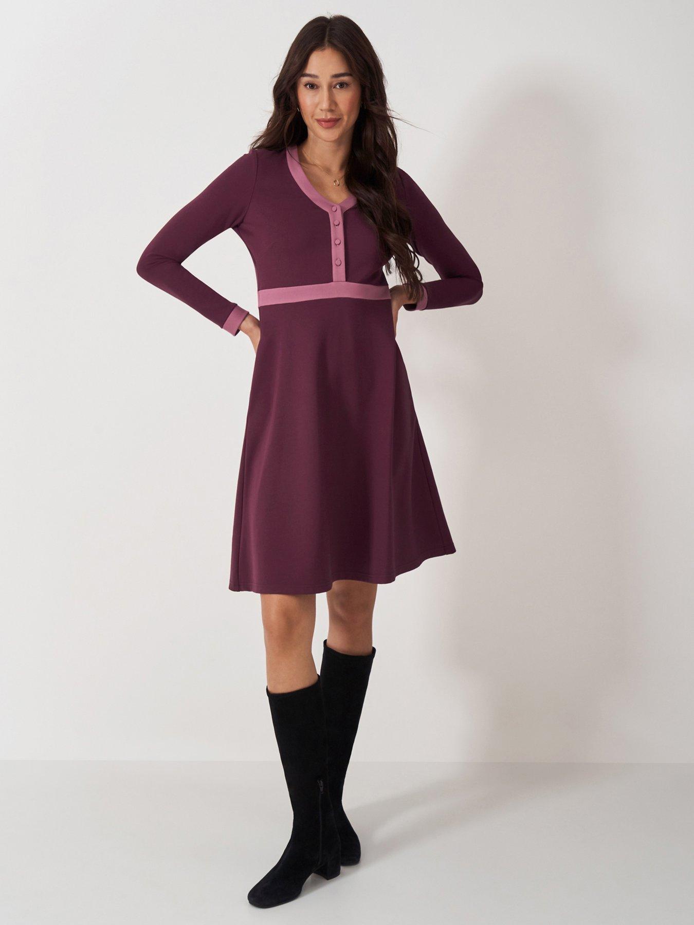 undefined V-Neck Ponte Dress - Pink