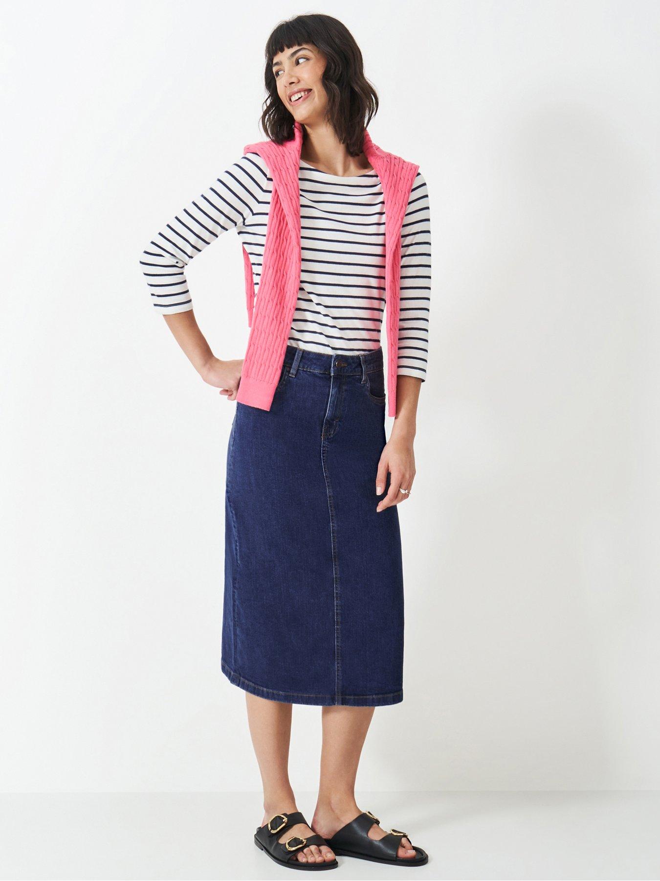 undefined Mia Midi Denim Skirt - Blue