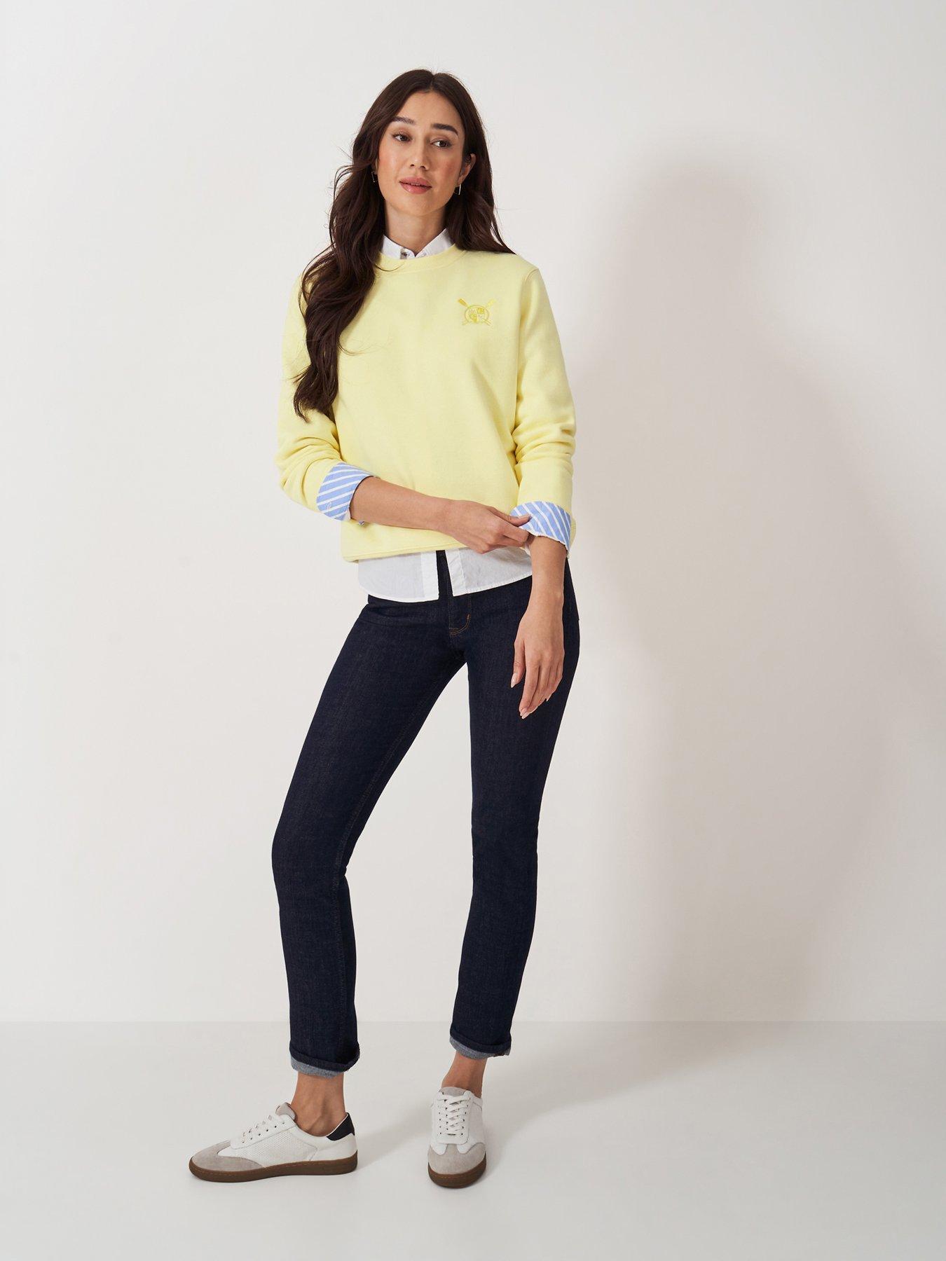  image of crew-clothing-supersoft-crew-neck-sweatshirt-yellow