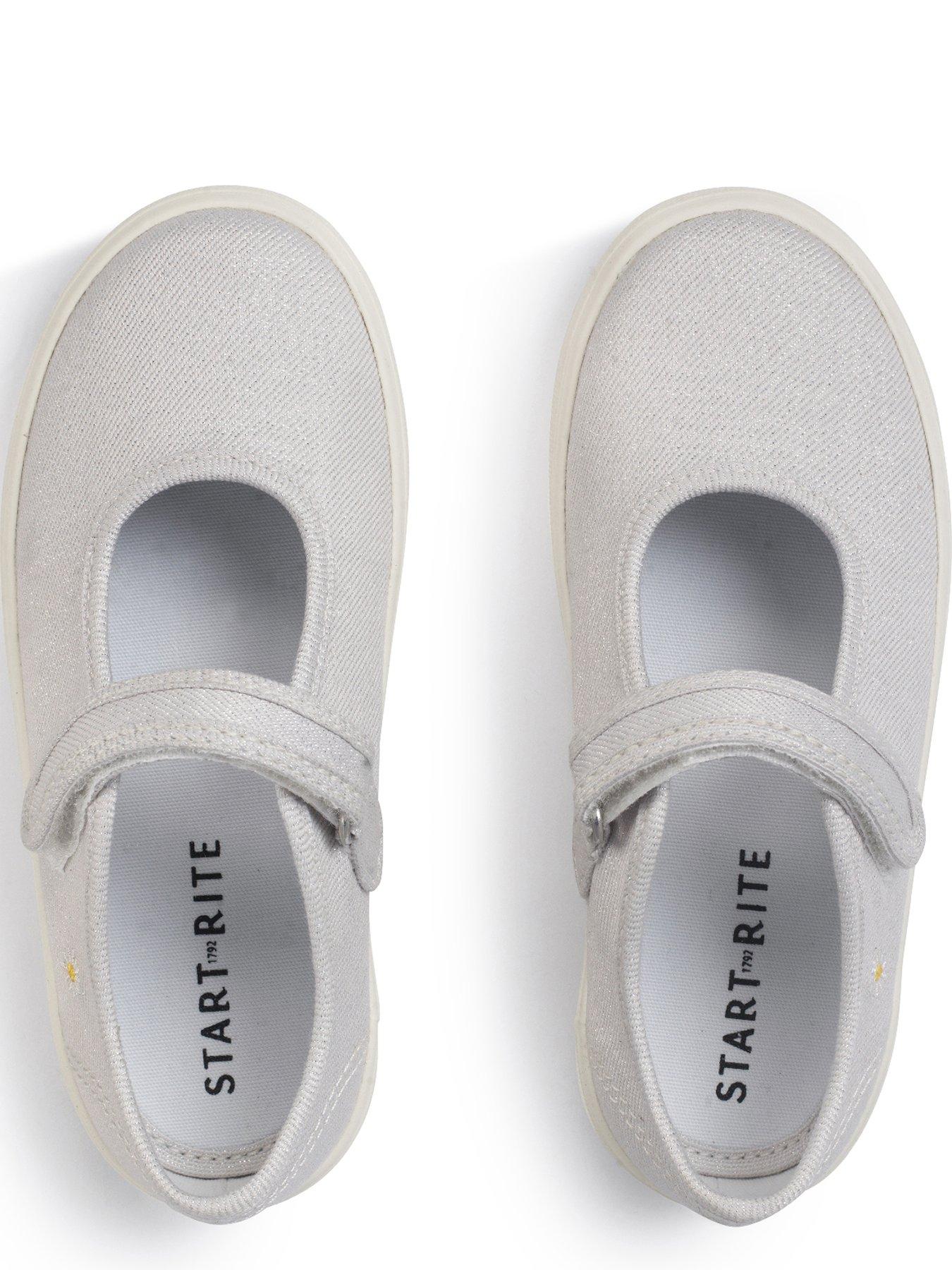 Start-rite Lemonade Silver Glitter Daisy Canvas - White | Littlewoods